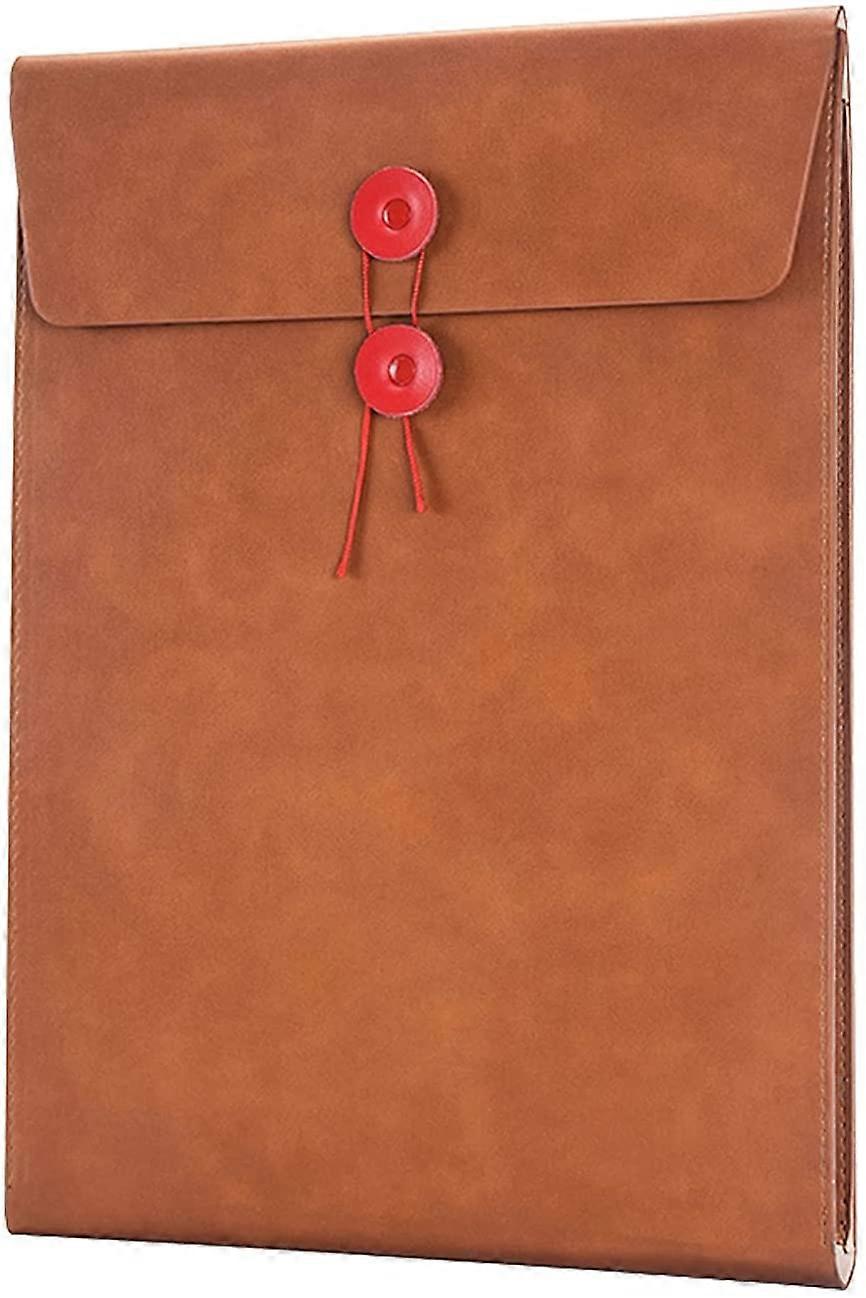 Pu Leather A4 File Folder Document Holder Filing Envelope Project File Portfolio With String Tie Closure 3/4 Inch Expansion