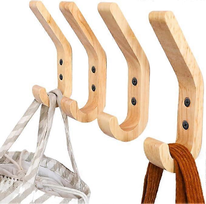 Solid Wood Wall Mounted Coat Rack (4 Pieces)