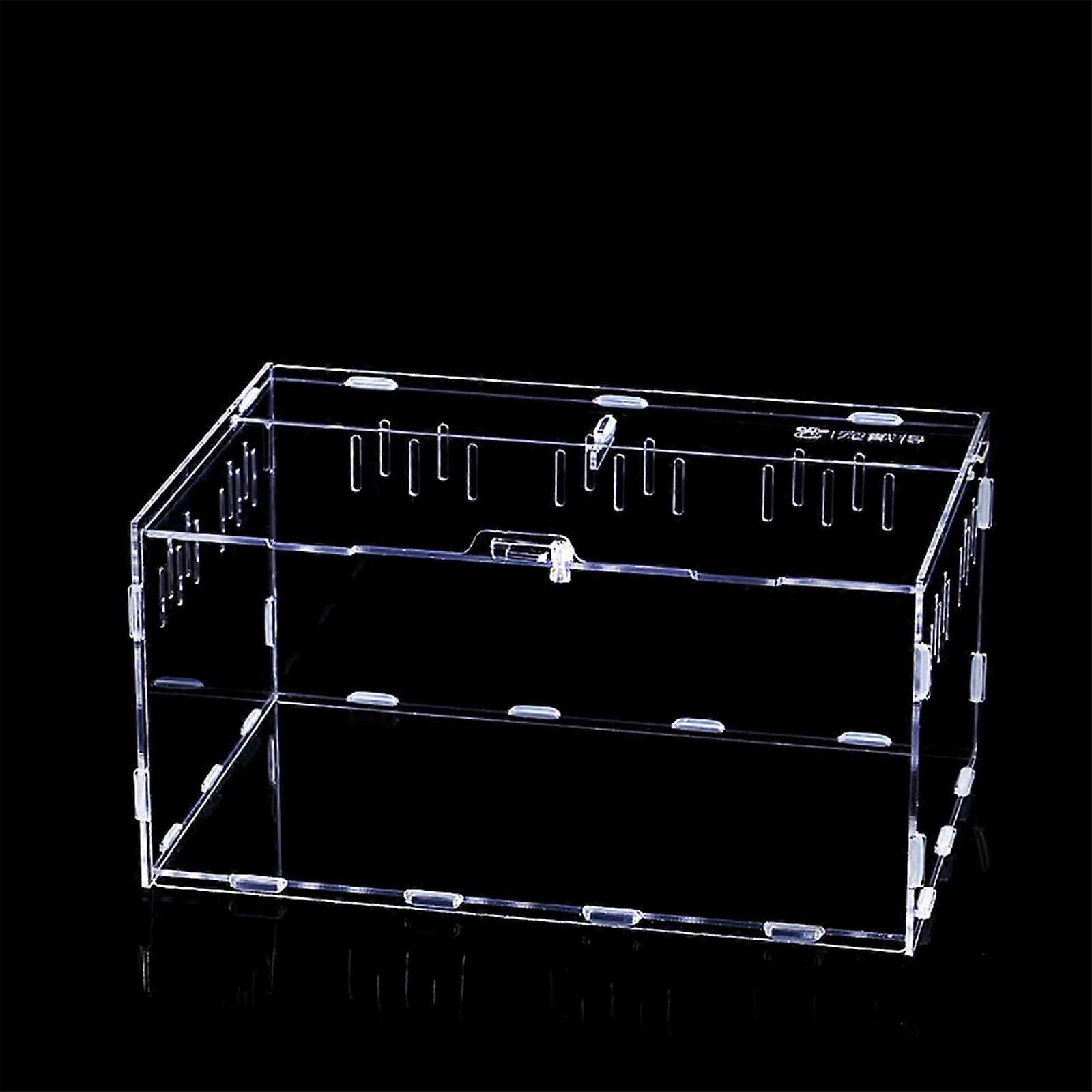 Insect Feeding Box Acrylic Transparent Breeding Cases for Spiders Reptiles Lizards Centipedes Small Snake 5 Size  25x15x15