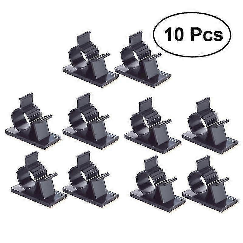 10pcs black plastic adhesive-backed wire adjustable cable clips for effective cable management, featuring adjustable clamps for convenience