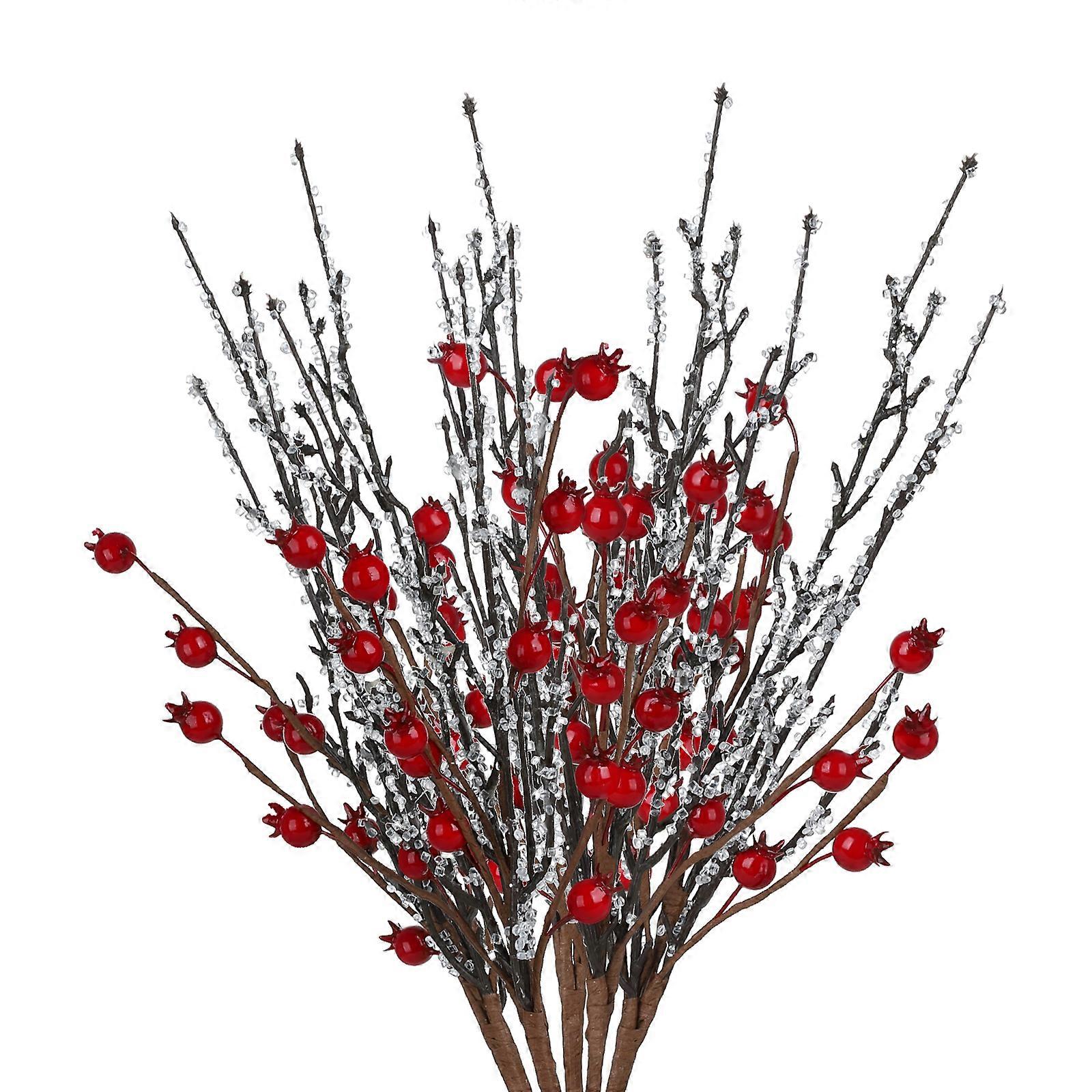 Artisanal Christmas Tree Decorations, Lifelike Artificial Red Berry Stems Flexible Wire For Adorning Festive Spaces, Suitable For DIY Craft Berry