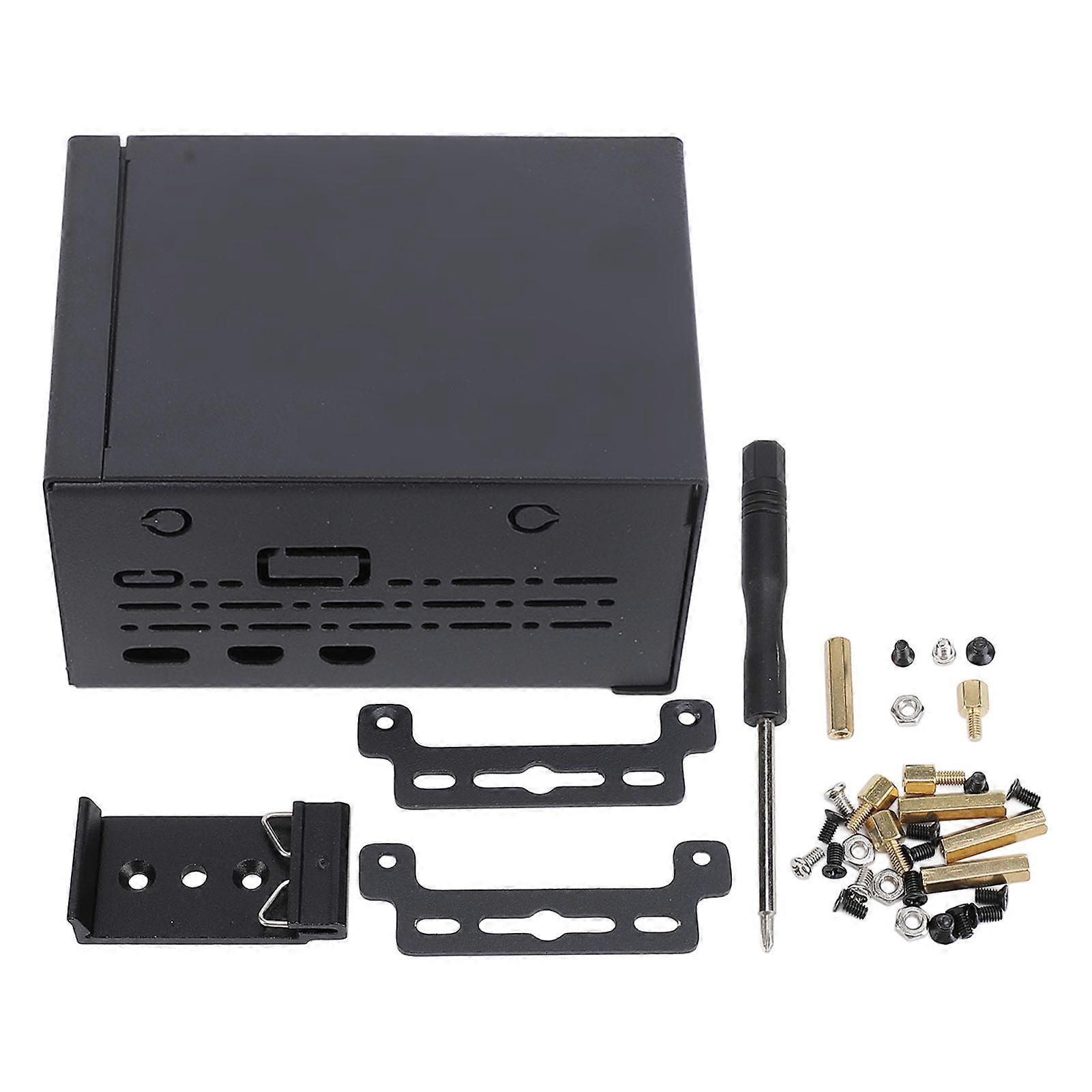 Microcomputer Case for RasPi 5 5B Detachable Metal Enclosure with Guide Rail Buckle