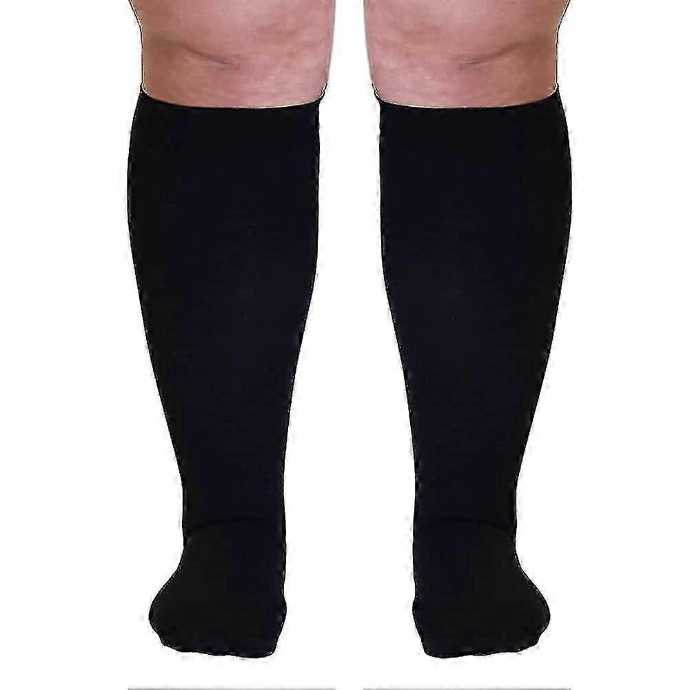 Plus Size Compression Socks for Wide Calves, 20-30 Mmhg Graduated Breathable Flight Socks for Men and Women
