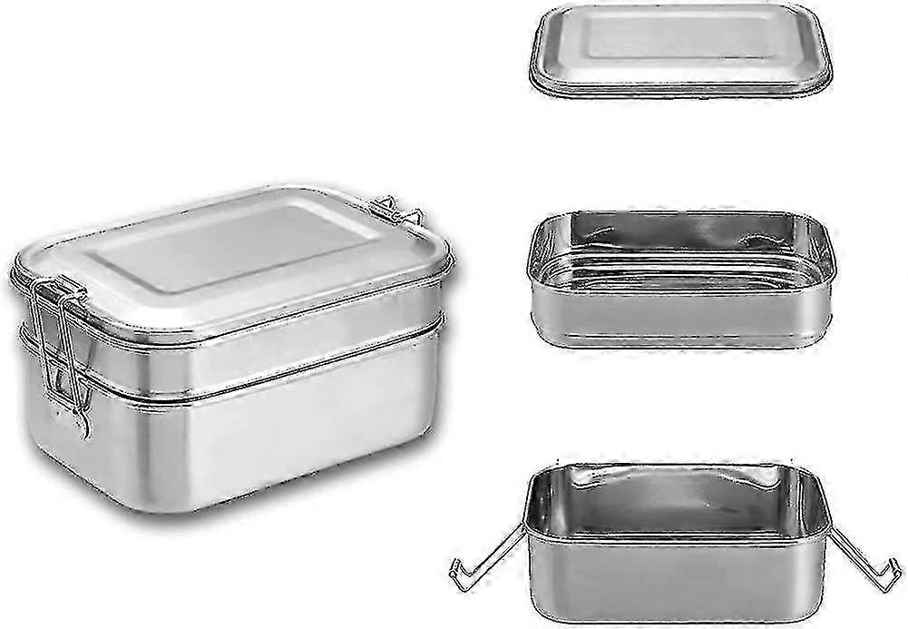 מיכלי מזון מנירוסטה עם מכסים חסיני דליפות, הצמד חותם מתכת מזון