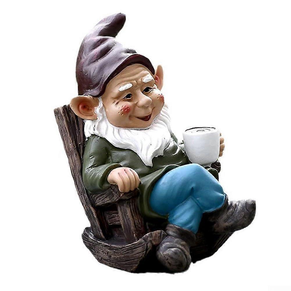 Charming garden gnome made of synthetic resin, for outdoor decoration for terraces, adds a playful touch to your space.
