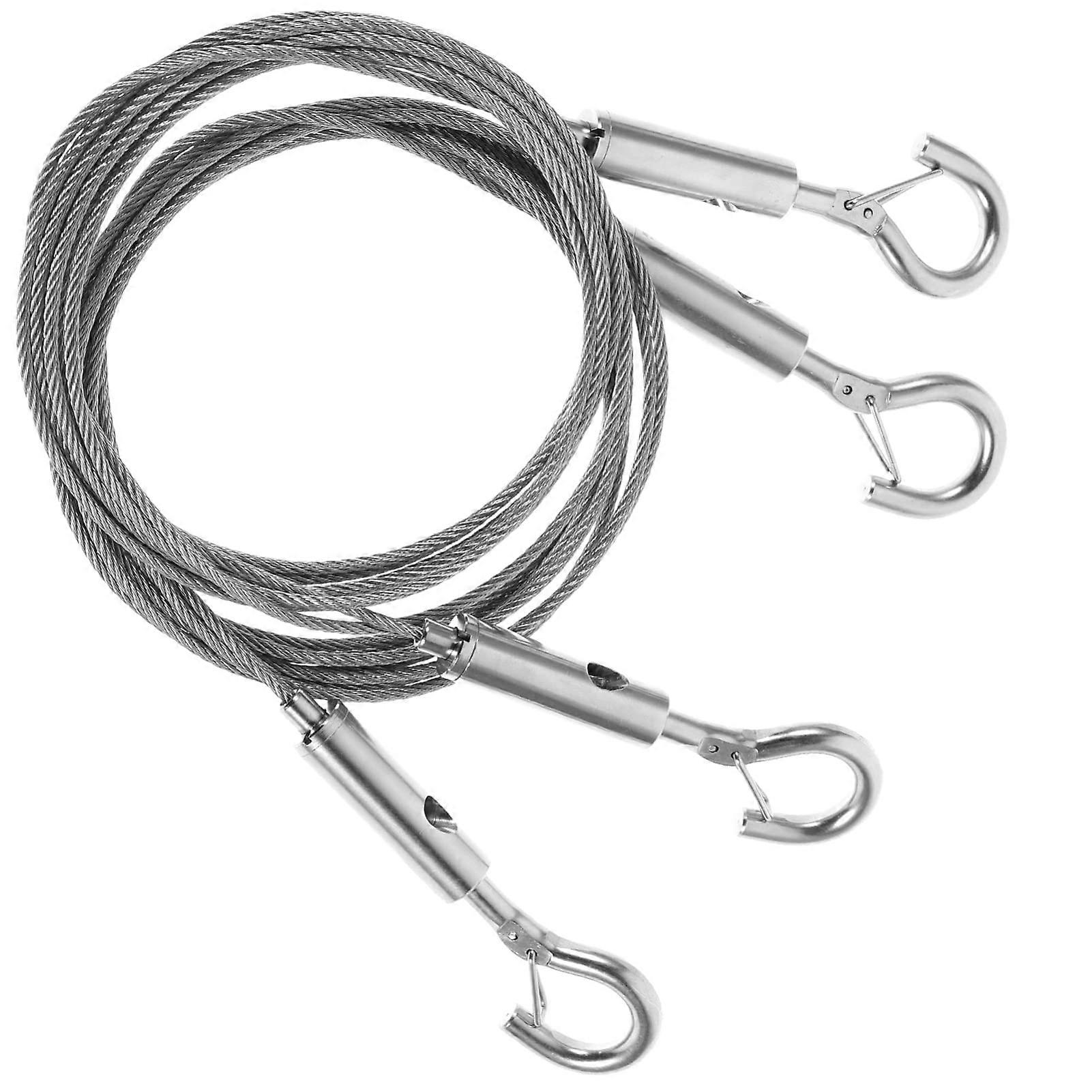 2 Pieces Steel Rope Hanging System with Hooks Adjustable Wire Ropes for Picture Frames Lamps and DIY Projects Medium Safety Hooks