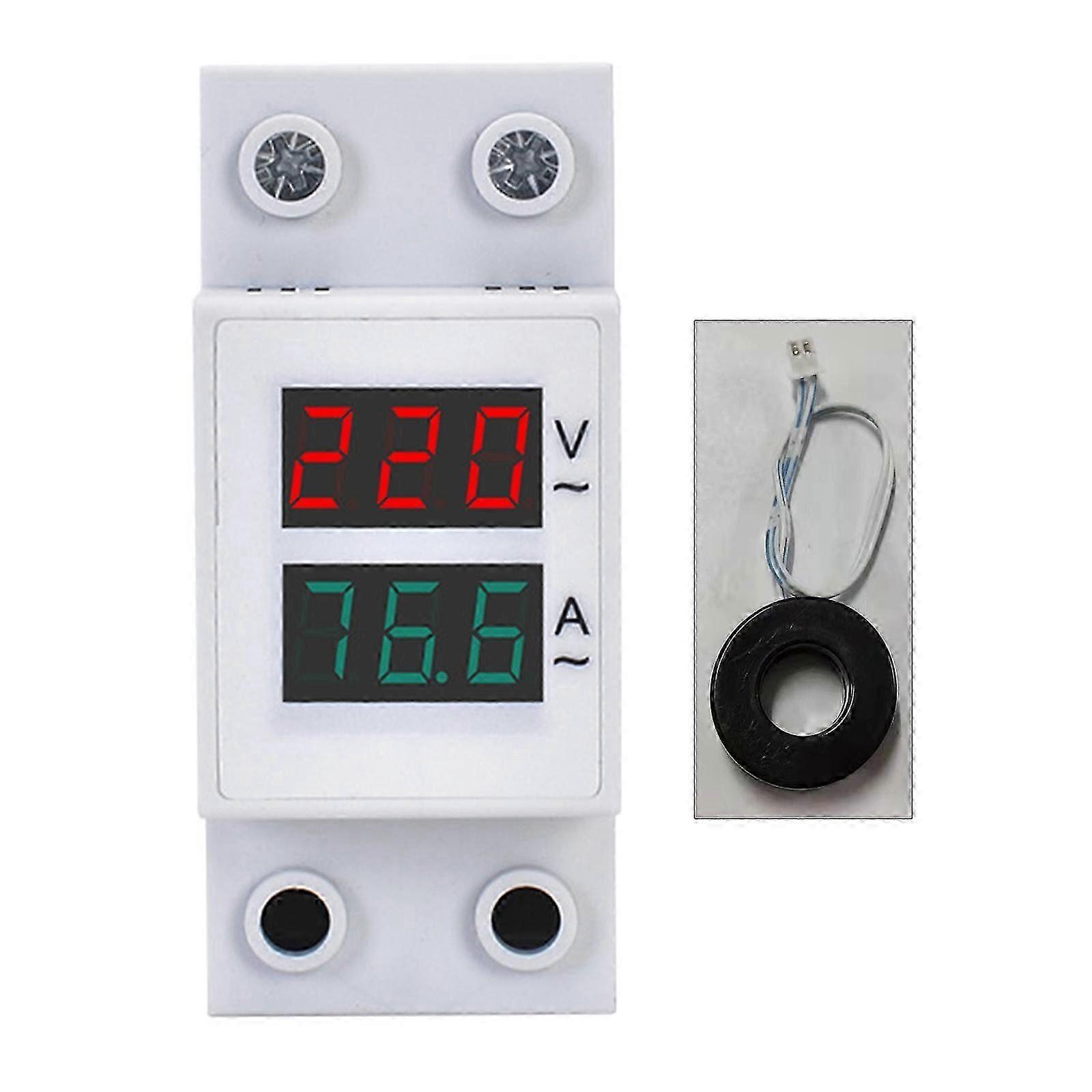 Digital Voltmeter Ammeter AC1-140A AC50-500V Voltage Current Meter DinRail