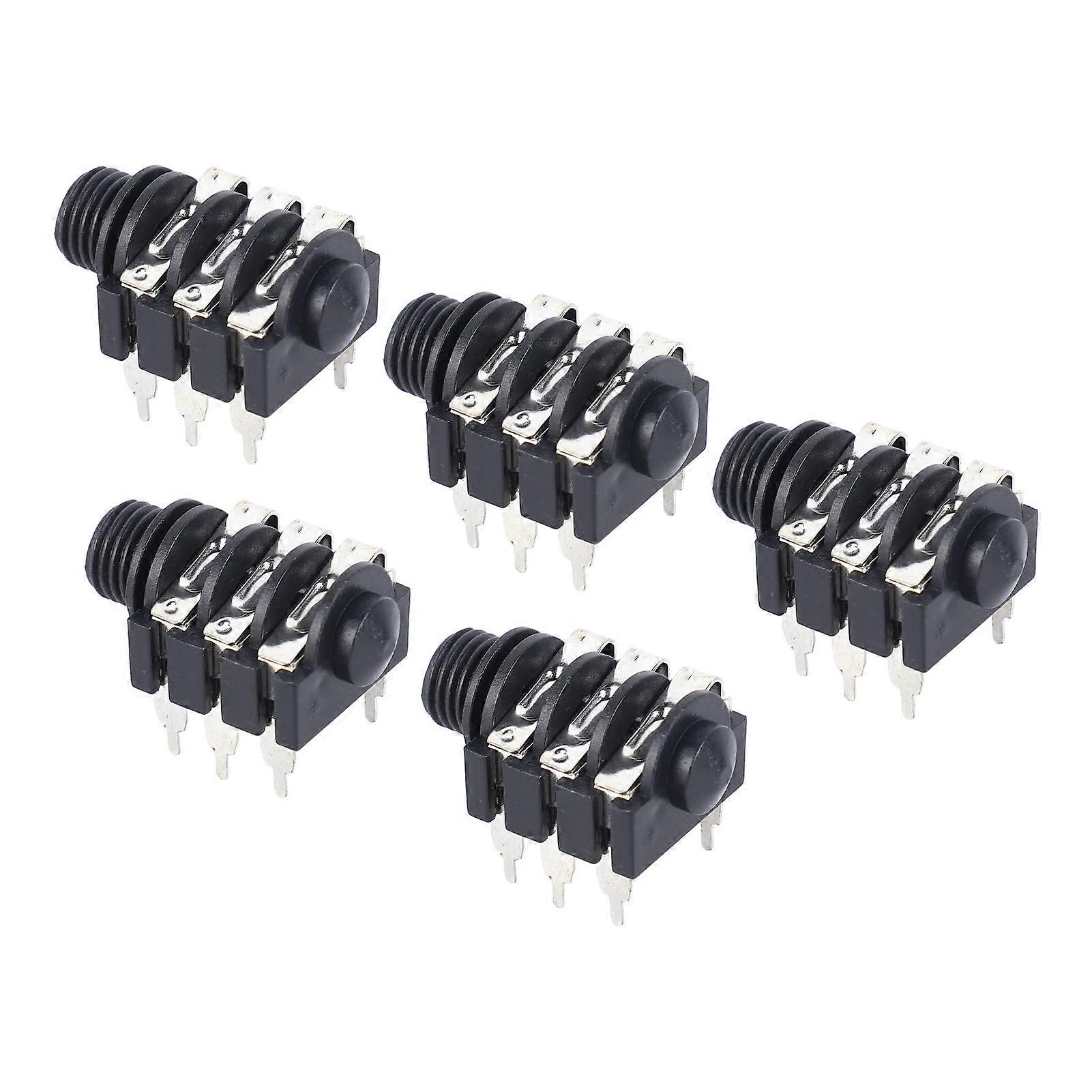 5Pcs Stereo Jack Socket 6.35mm 6P Microphone Connector Pickup Jack Socket for Replacement Forward 