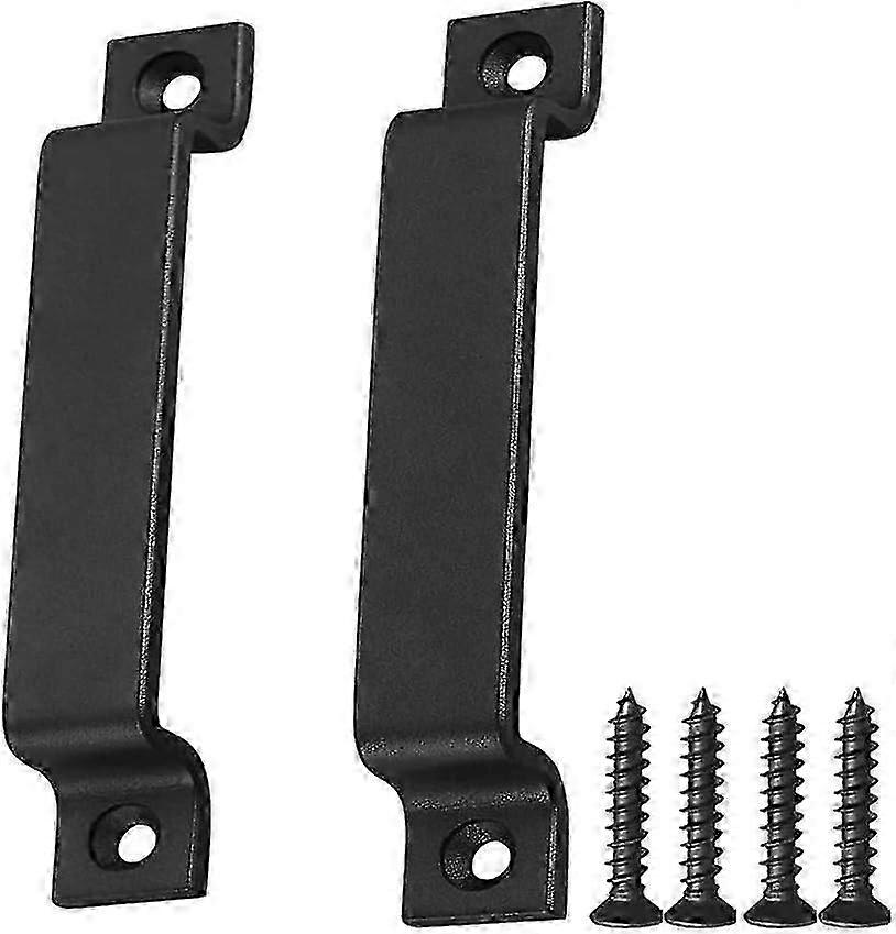 Solid Black Steel Door Handle for Barn Doors - Includes Black Screw for Easy Installation