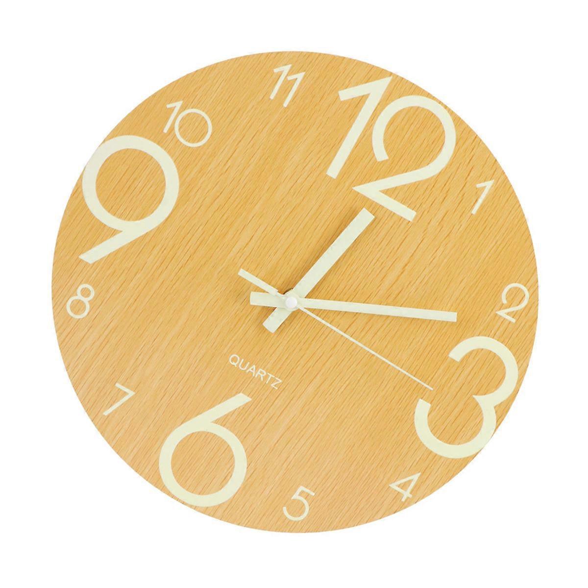 Simplicity Wall Clock Round Shape Synthetic Material Luminous Feature for Office and Home Decor 1Set