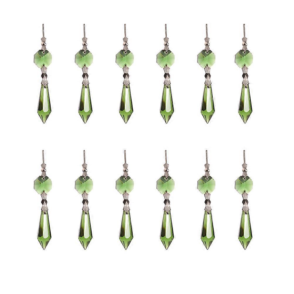 Hanging Ornaments Crystal Pendant Diy Projects Wedding Display Green 7.4*1.6cm 20Set