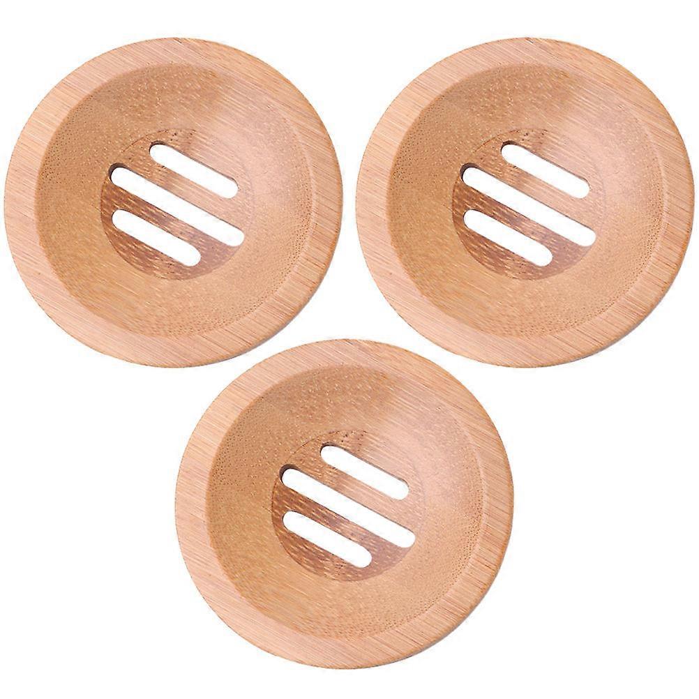 Bamboo Soap Dish Drying Soap Box Bathroom Storage Rack Hollow Design for Drying 3Set