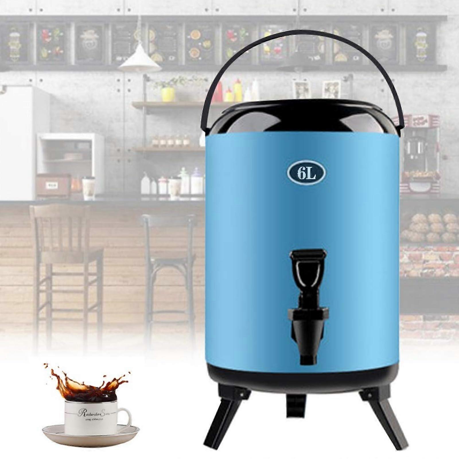 Stainless Steel Insulated Drinking Dispenser, Hot Water Barrel with Handle for Party, Family, Gathering, Camping, Blue
