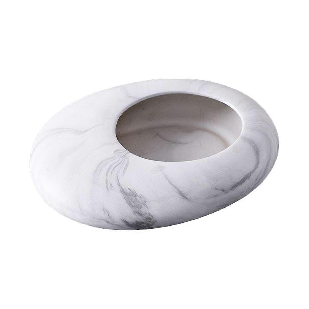 Elliptical Pebble Shape Flowerpot Creative Desktop Flowerpot Light Grey Ceramic Storage Holder 1Pack