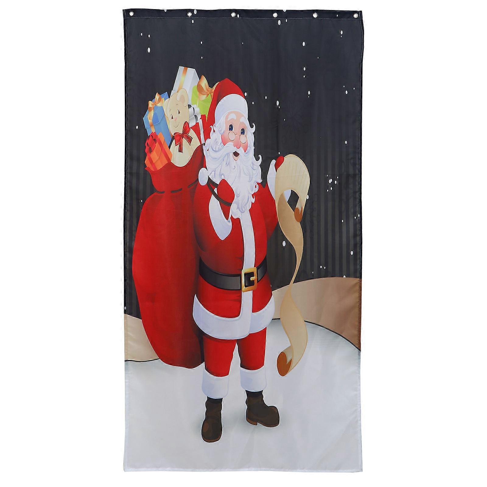 Christmas Cloth Shower Curtain Waterproof Mold Resistant Red Rectangle 3D Digital Printing Bath Drapery 1Pack
