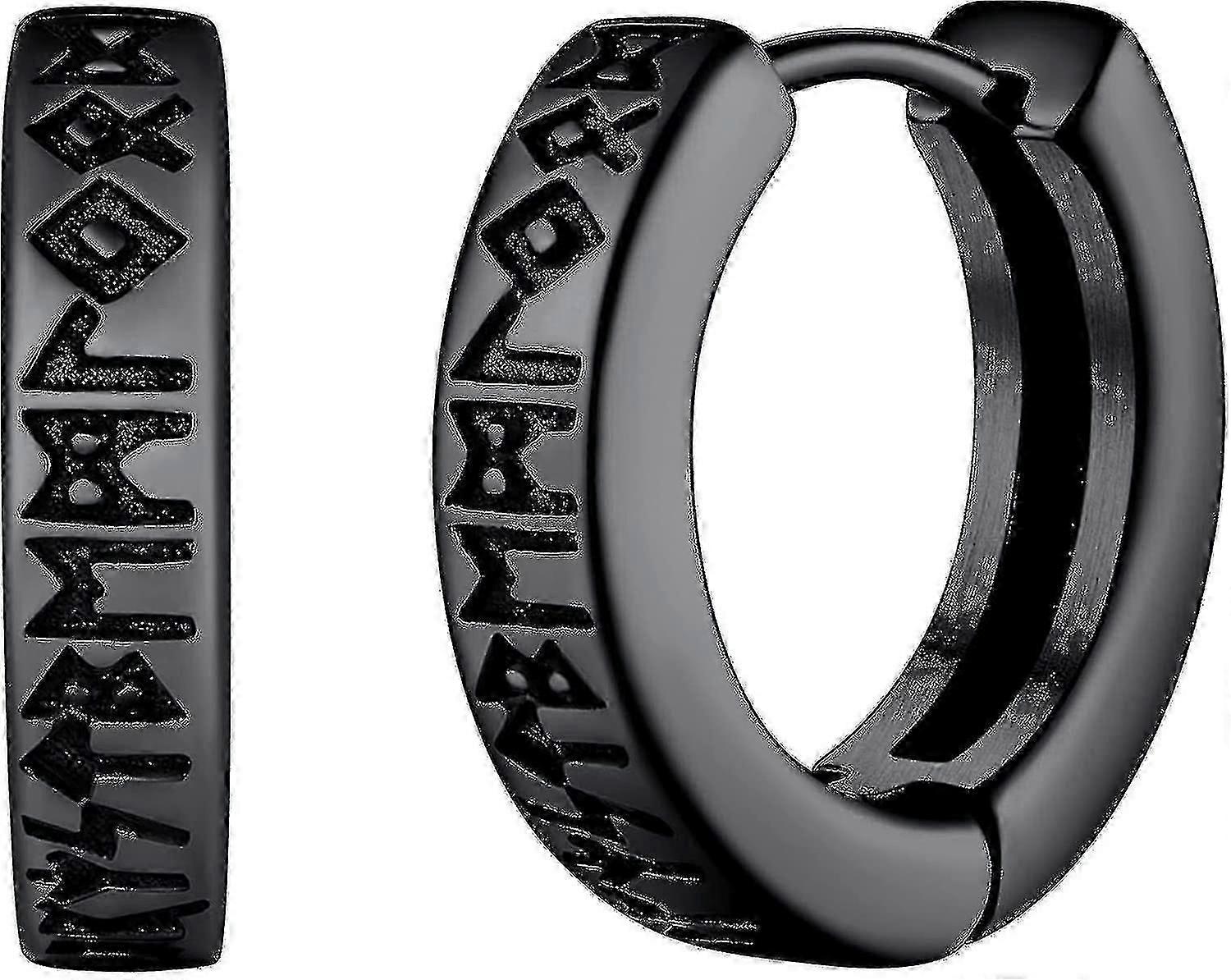 Brincos de argola com runas nórdicas vikings para homens e mulheres, 12 mm, estilo huggie hoop, com delicada embalagem para presente