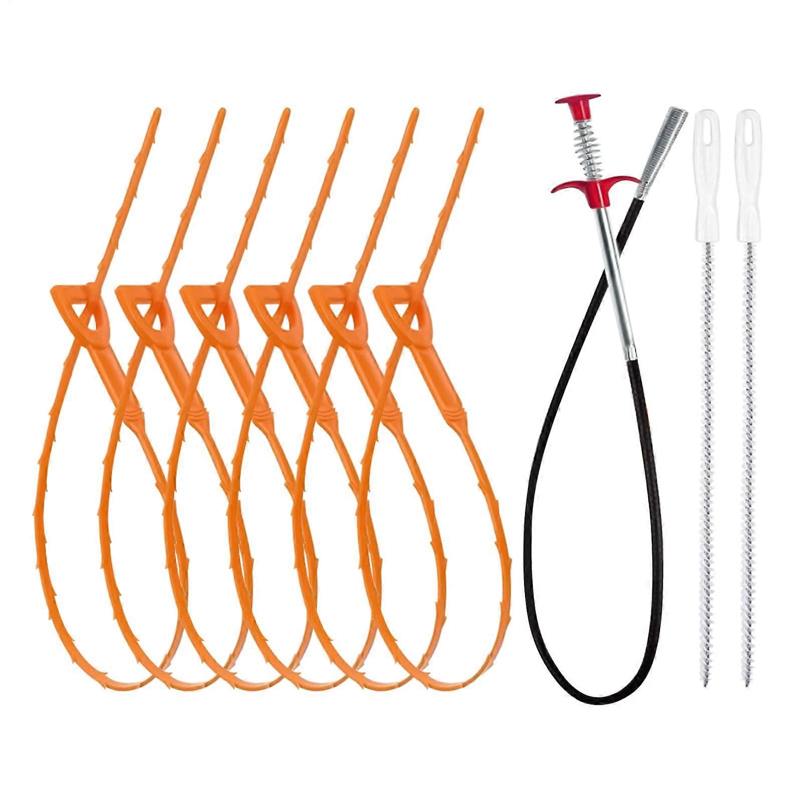 Sink Clog Remover Tool, 9-Inch Bathtub Snake for Hair Clogs, Reusable Drain Auger with Pipe Protection for Bathrooms