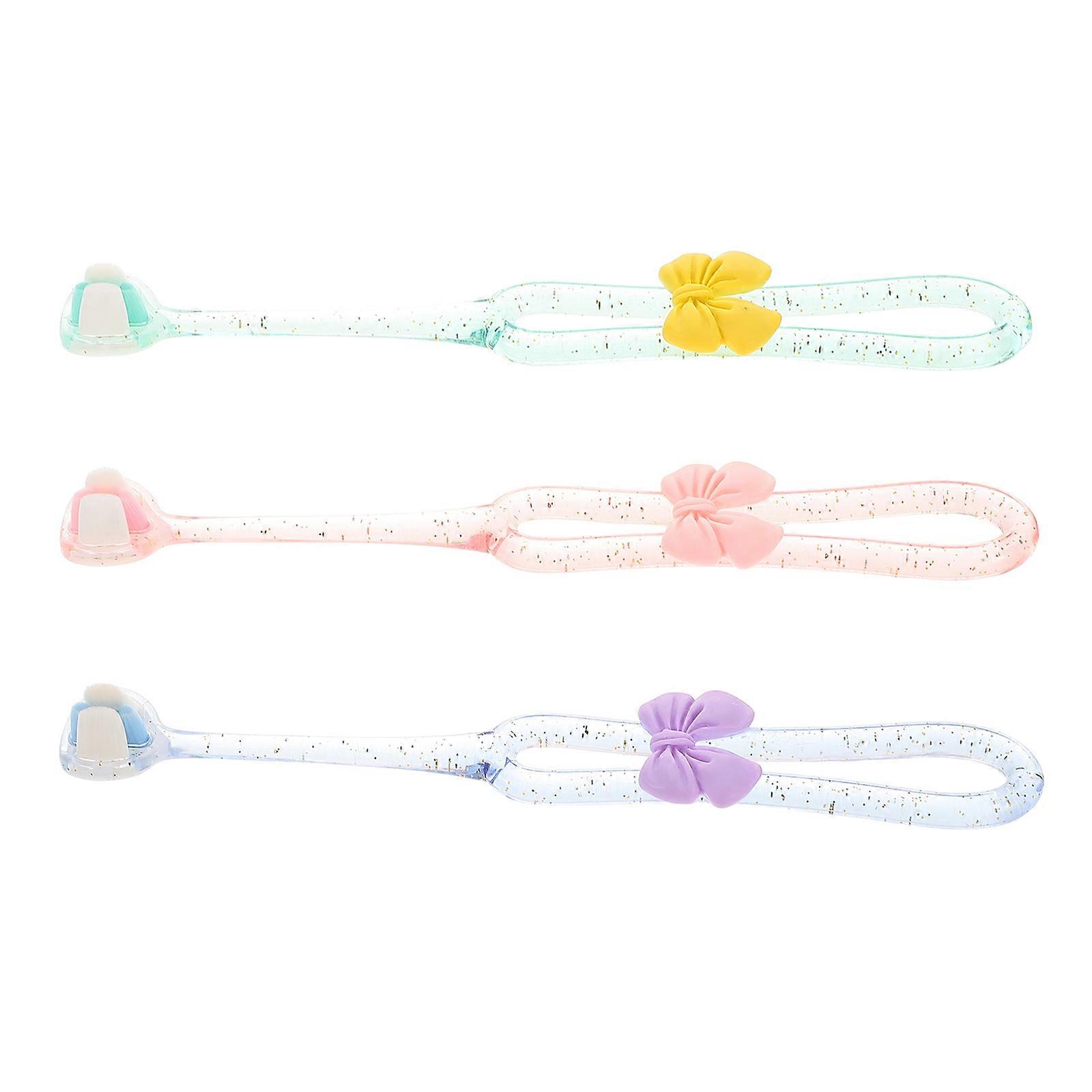 3 Piece Three Sided Soft Bristle Toothbrush with Compact Design for Gentle Gum and Teeth Cleaning