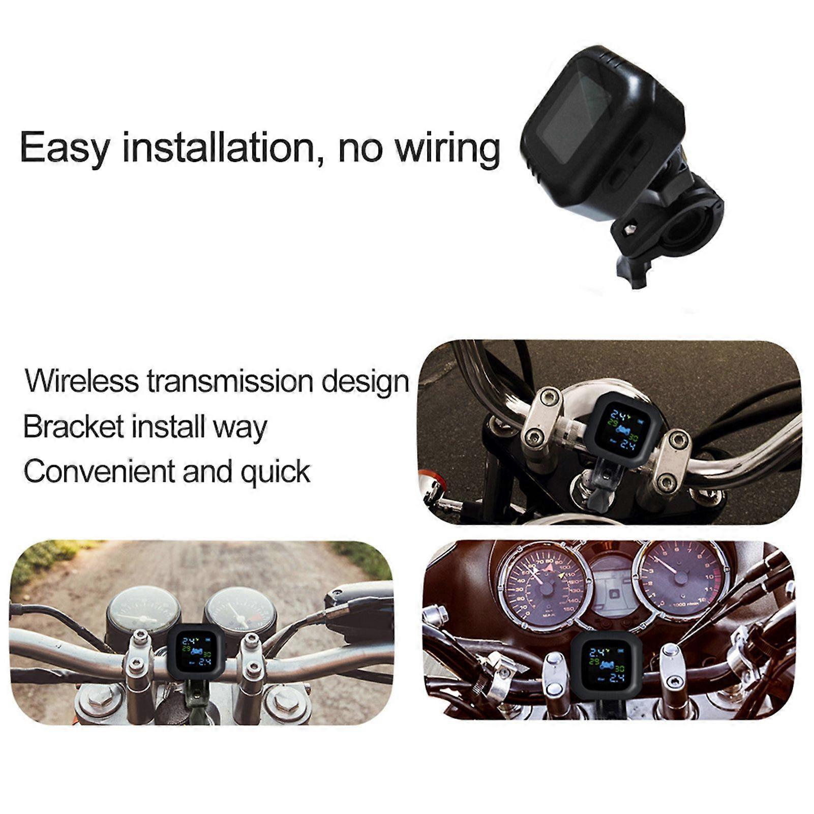 Waterproof Cordless TPMS Motorcycle Tire Pressure Monitoring System 2 External Sensor Moto Tools MK33702