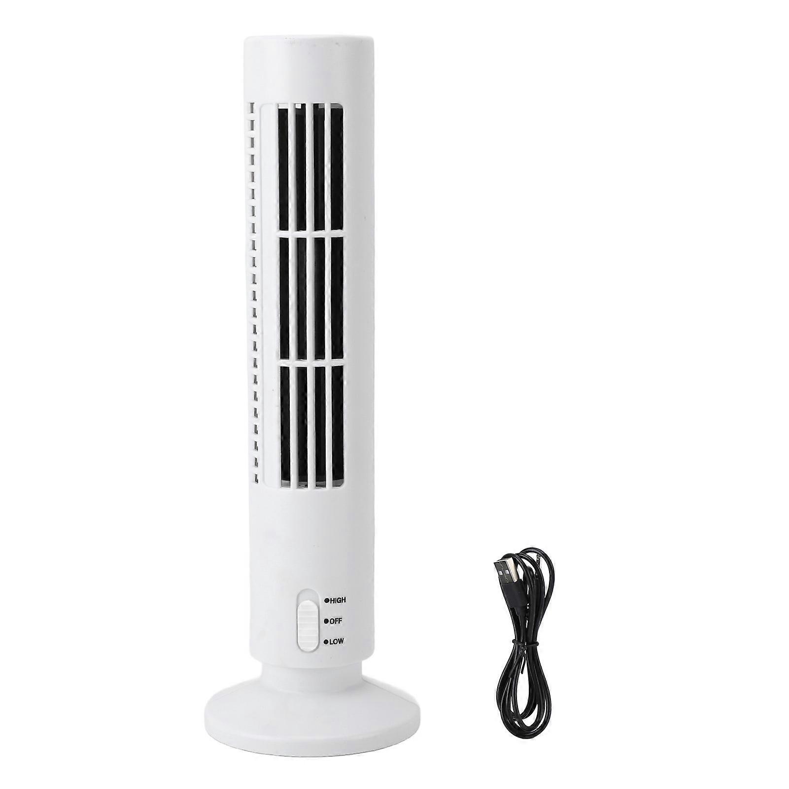 Mini Bladeless Tower -tuuletin, hiljainen, 2 nopeutta, USB, toimistoon, makuuhuoneeseen, valkoinen