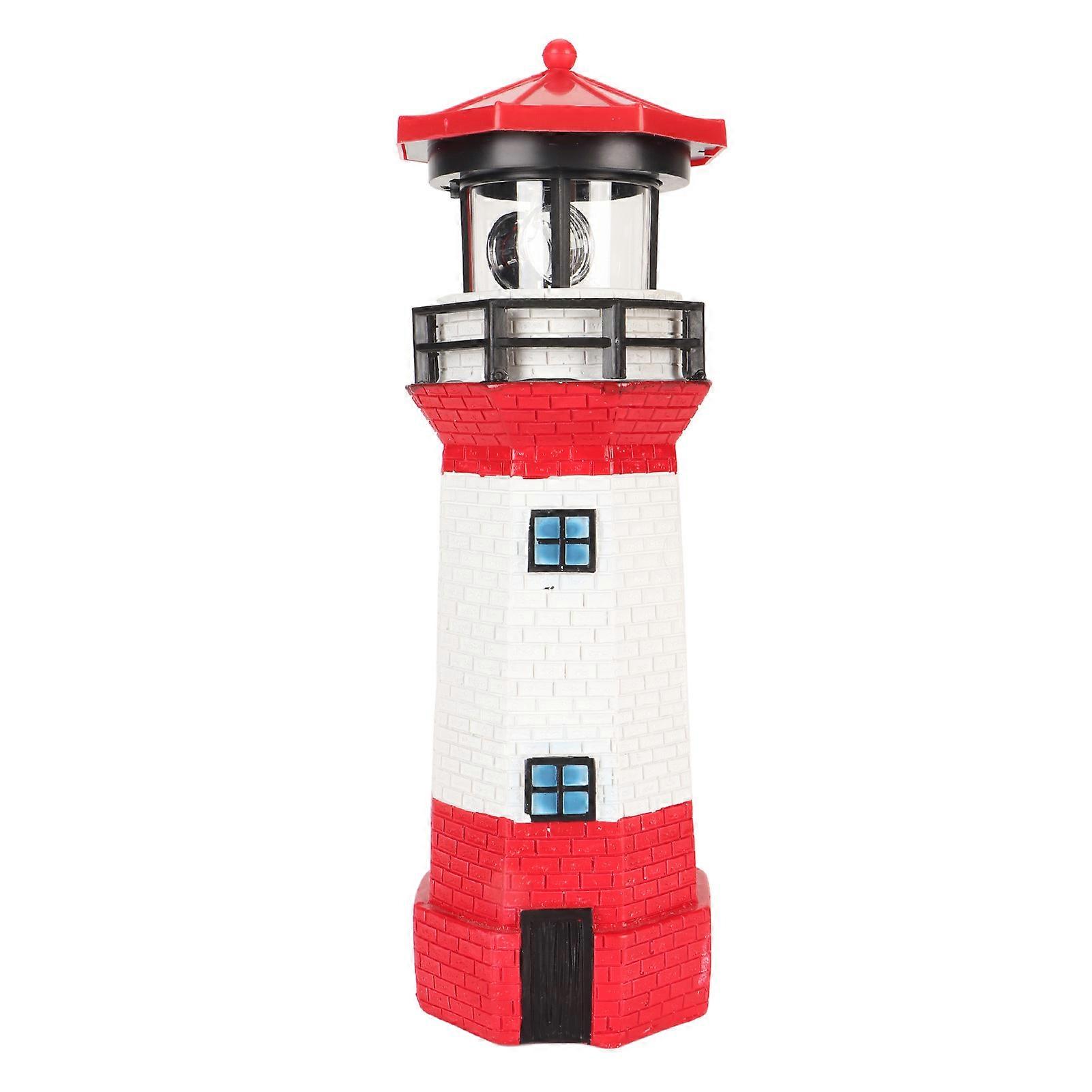 360 Degree Rotating Solar Lighthouse, Resin LED Garden Decoration, Fade Resistant, for Balcony and Lawn BS38062