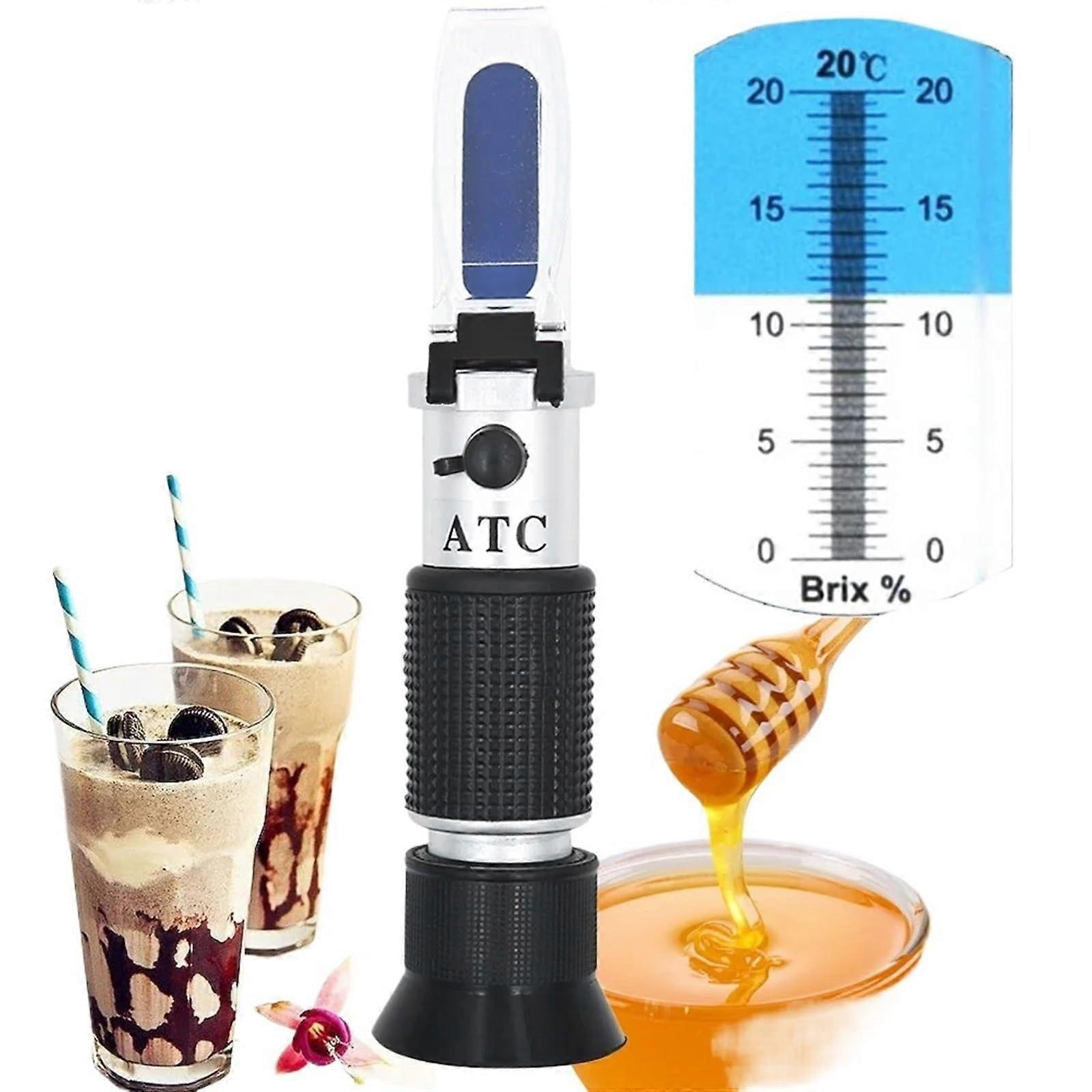 Refractometer, Handheld Sugar Refractometer for Honey, Fruit, Sugar Solution, Brix 020%, Optical Concentration Sugar Meter with ATC, for Home Use