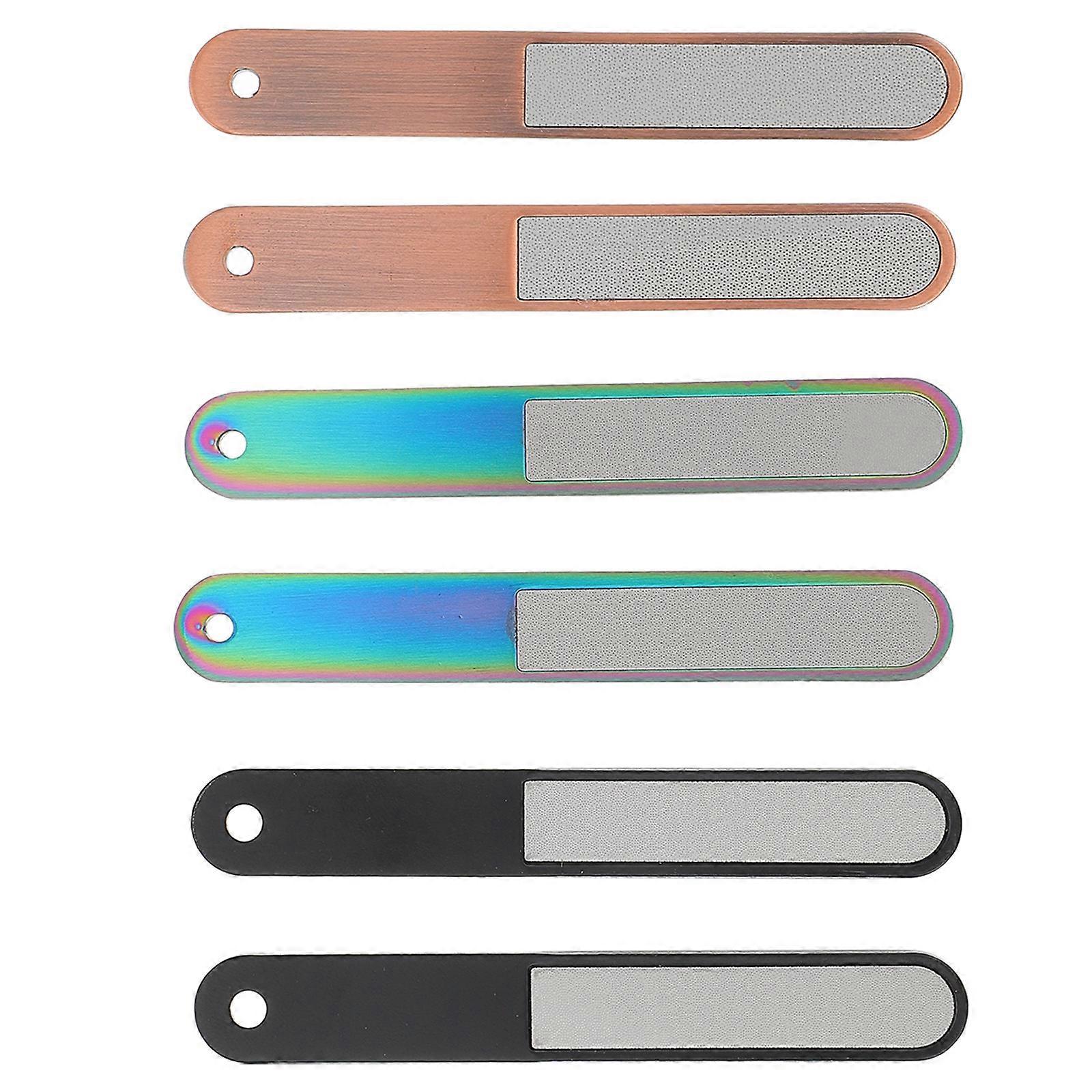 Durable Stainless Steel Nail Files for Nail Art with Assorted Colors 6pcs Set