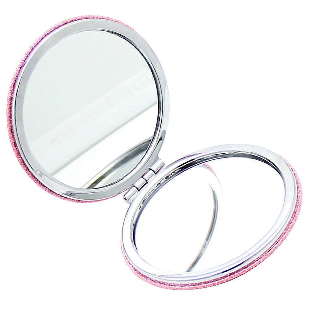 Portable Small Makeup Mirror Compact Mirror Pink 8x8cm Home Use Foldable 1Pack