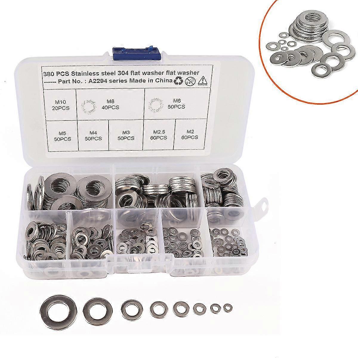 380 Boxed Flat Gaskets in Sizes M2, M2.5, M3, M4, M5, M6, M8, M10 for Compatible Stainless Steel Applications