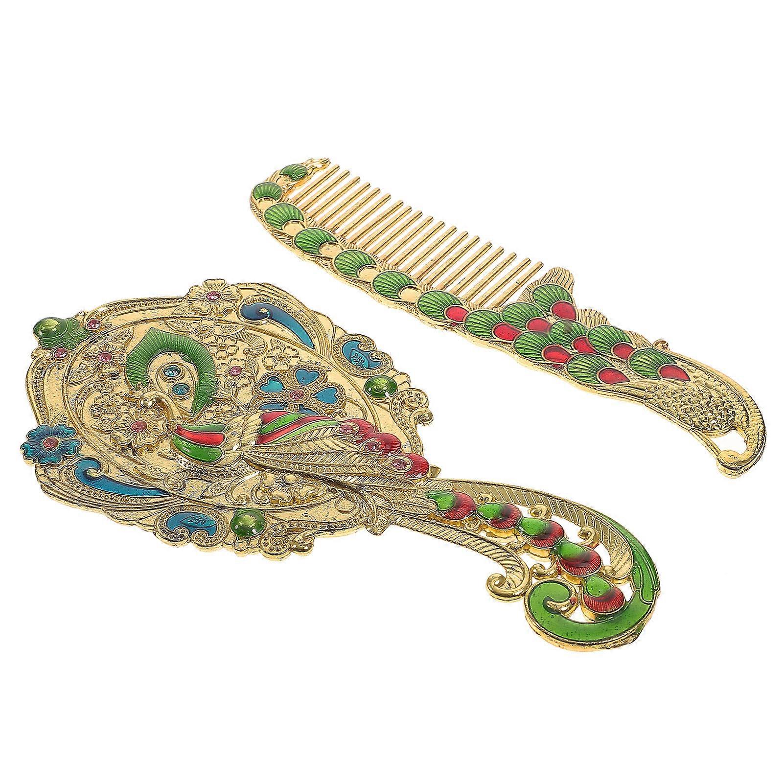 Beauty Mirror Handheld With Comb For Travel Portable 2Pcs
