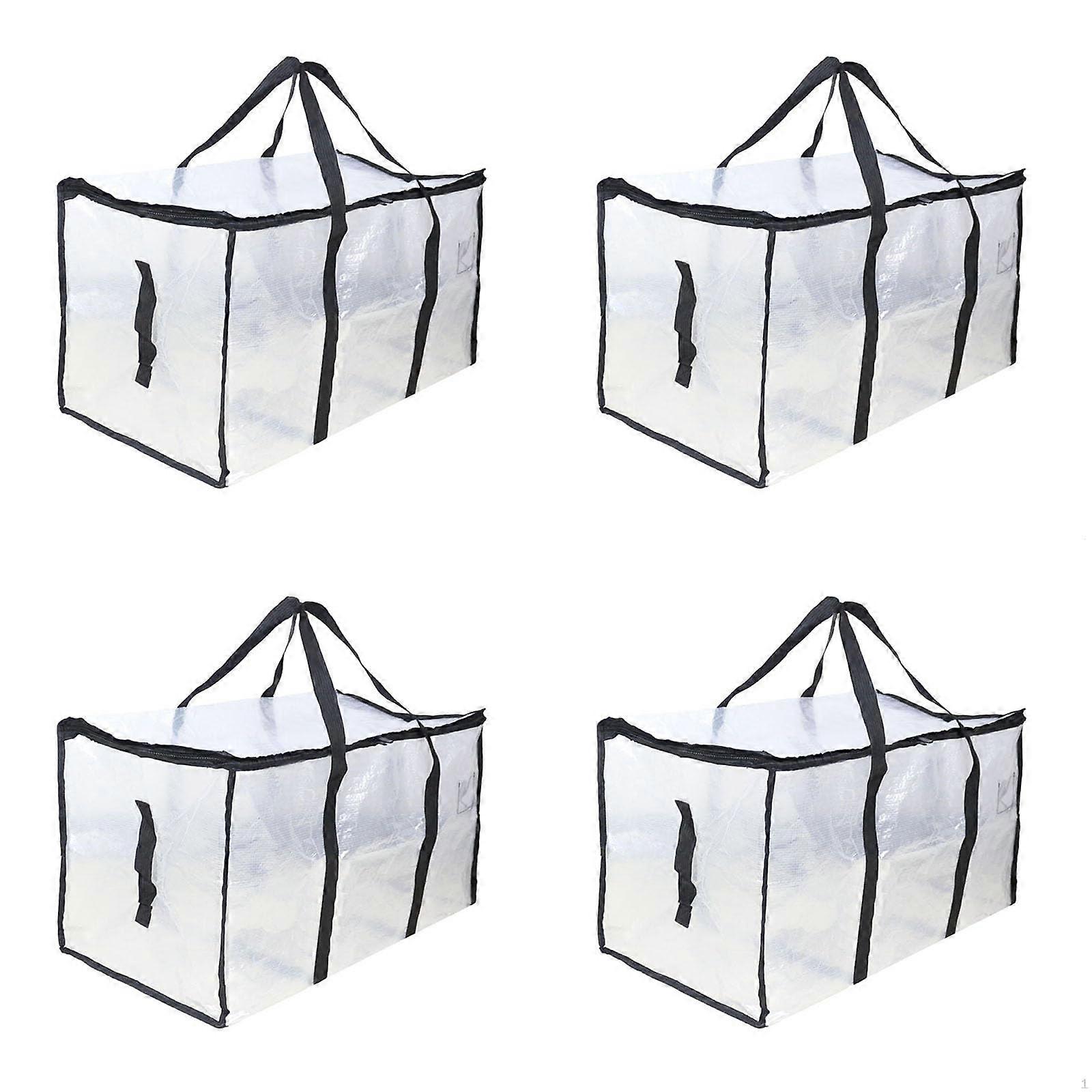 Clear Moving and Storage Bags 4-Pack with Backpack Straps Zipper Closure Space-Saving Packing Sack