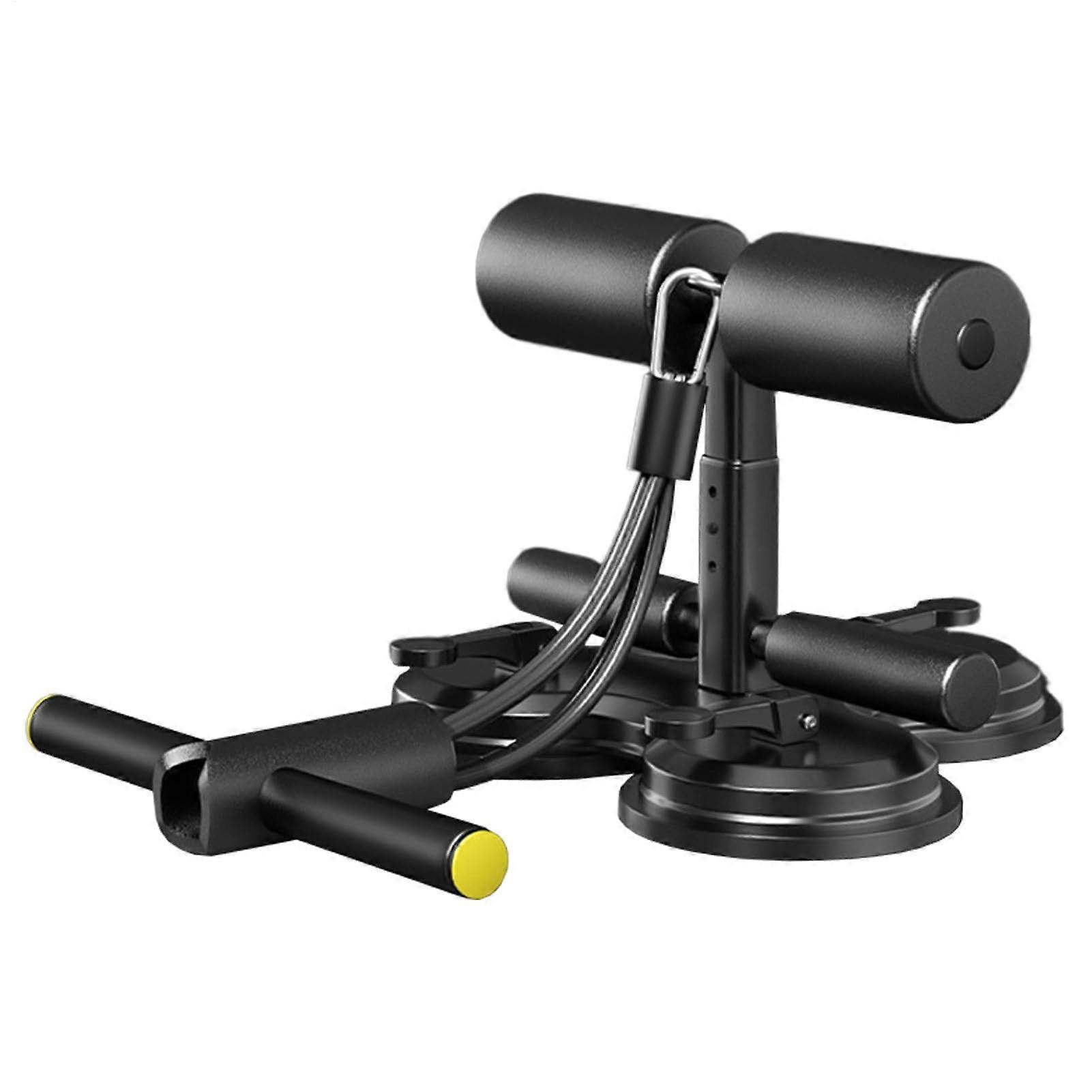 Abdominal exercise machine with suction cups and resistance bands Black
