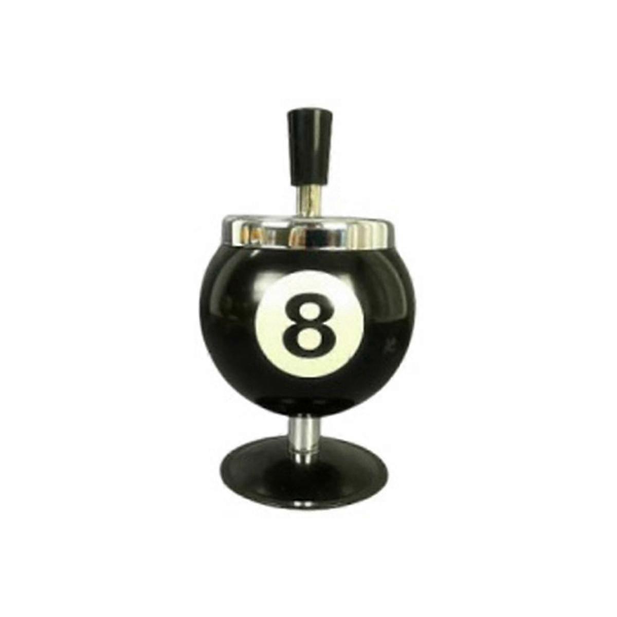 Portable Metal Ashtray for Pool House with Billiard Ball Design, High Quality, Black, No. 8