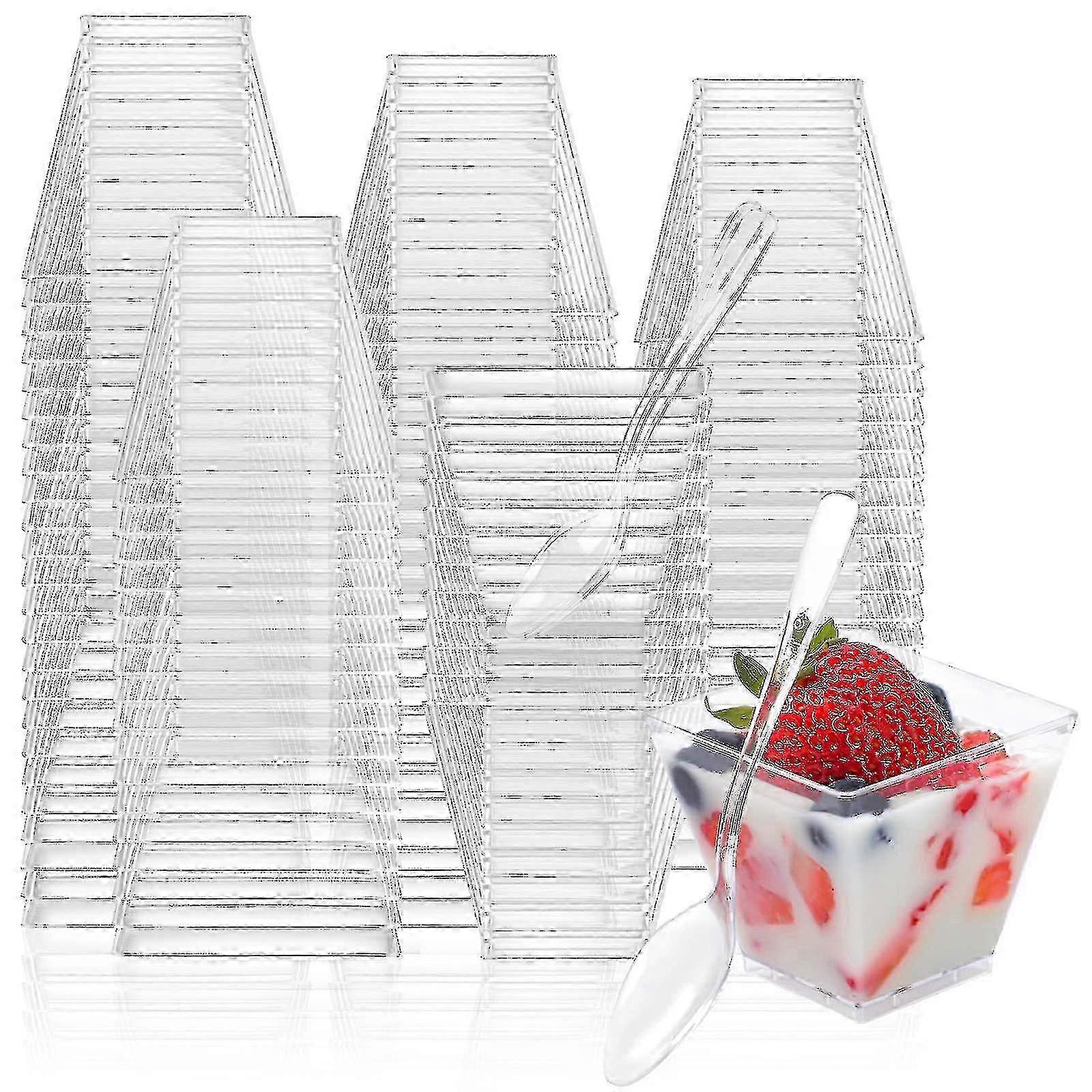 100 Pack 2oz Mini Dessert Cups for Parties Small Plastic Disposable Dessert Shooter Cups for Pudding Fruit Ice Cream