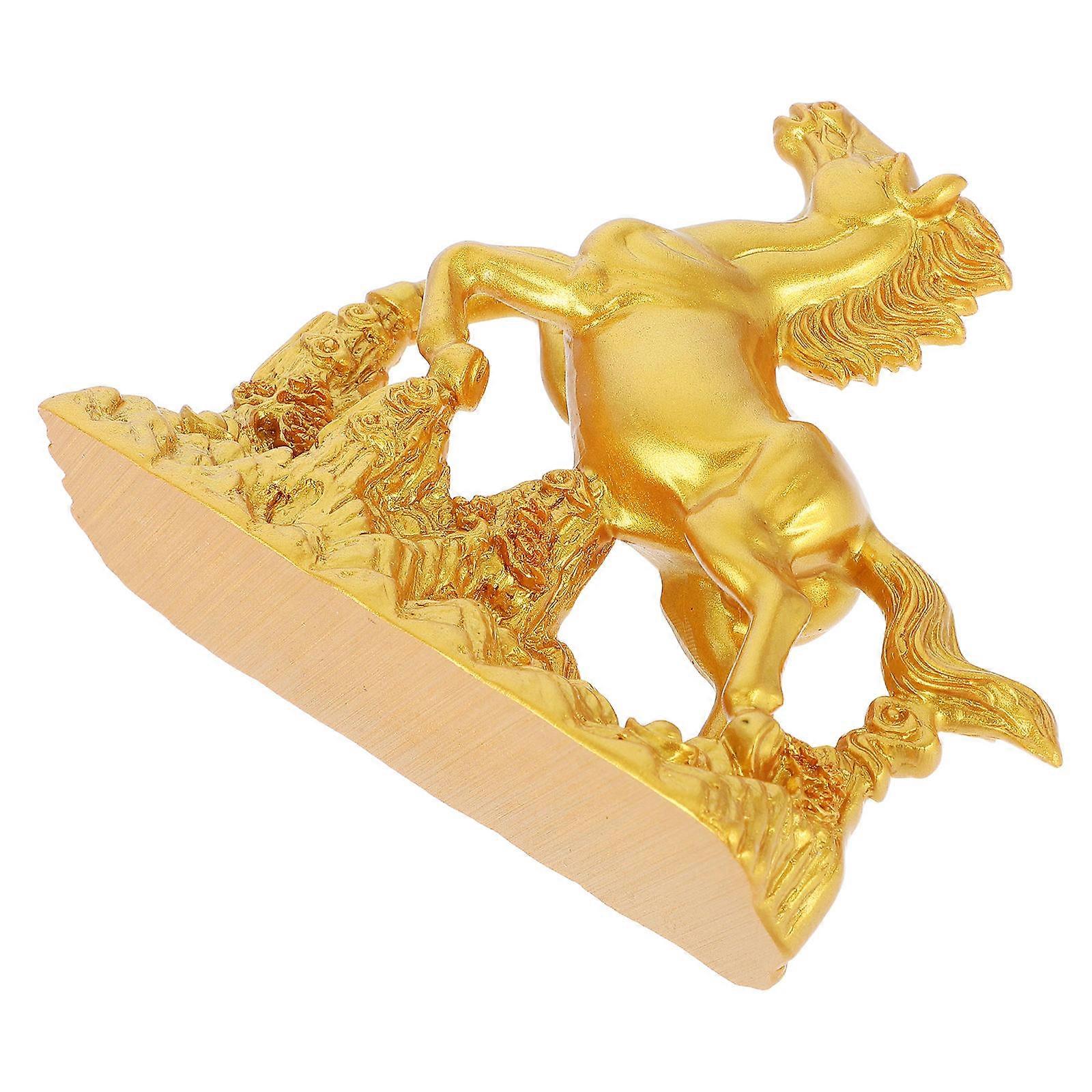 Resin Horse Statue Golden Color Elegant Design For Living Room Office Bedroom Desk Bookshelf 1Pcs