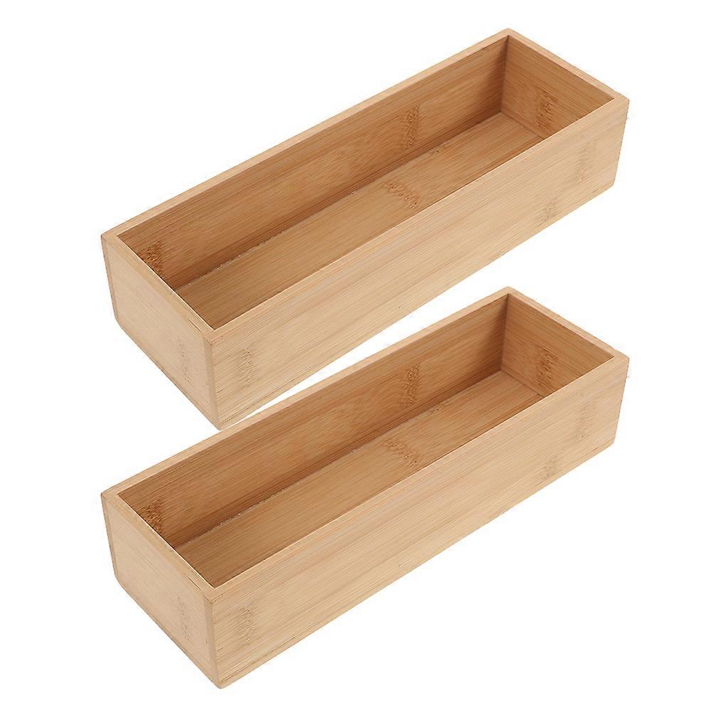 Small Bamboo Boxes Rectangular Minimalist Style For Adults 22.80X7.70X5.00CM 2Pack