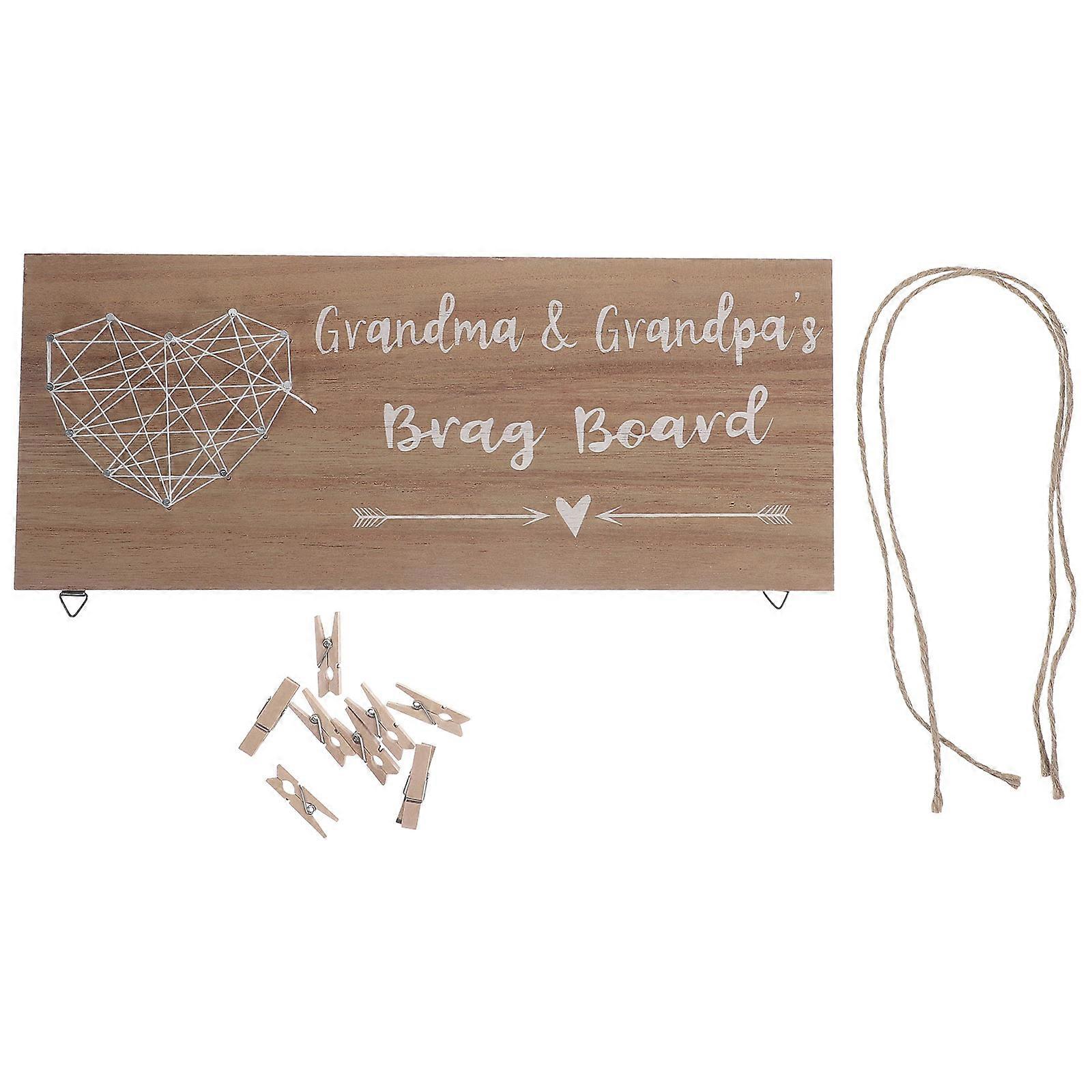Display Frame Wall Hanging Photo Display Sign Home Decor Rustic Style Chocolate 34.00X14.00X1.00CM 1Set