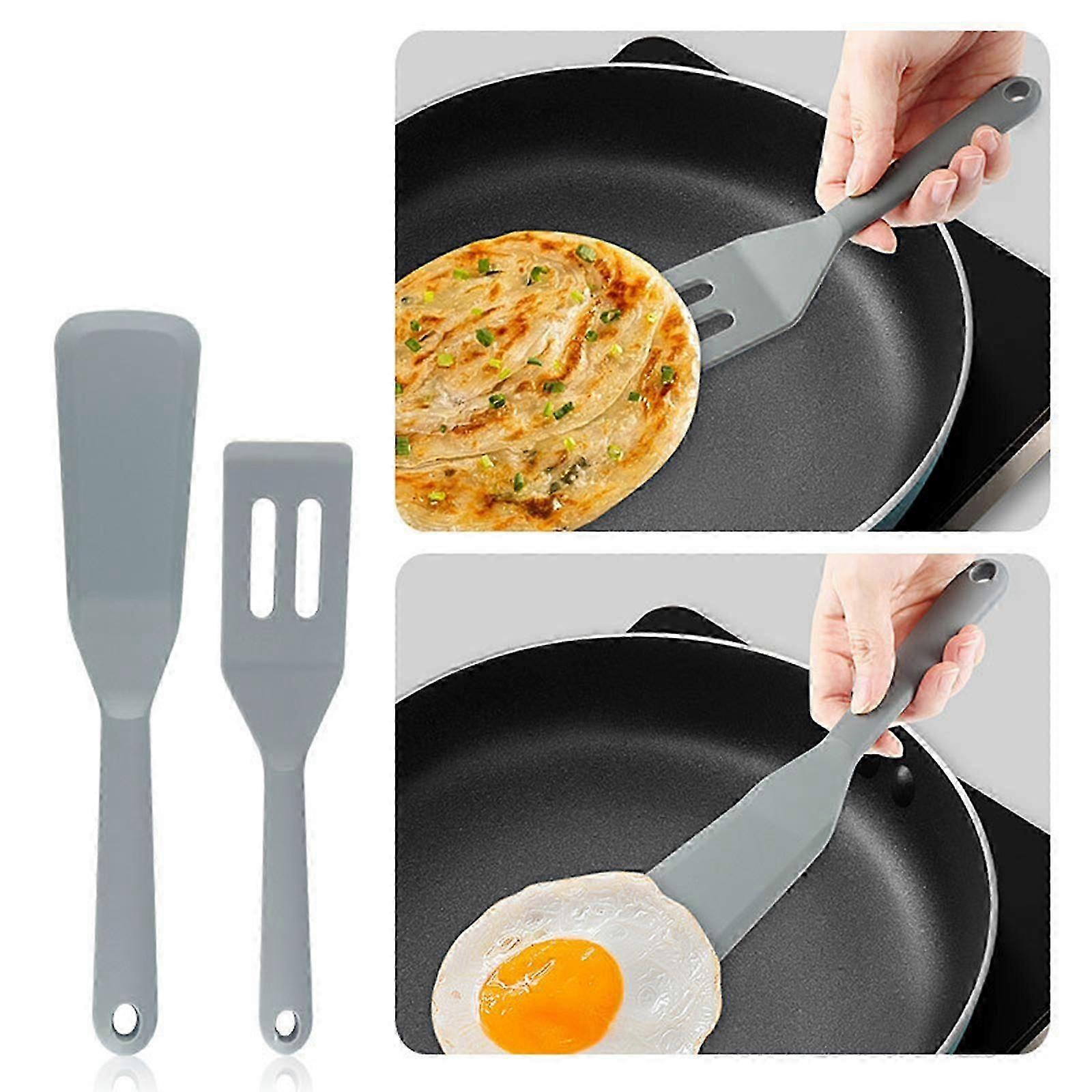 2ps Mini Silicone Turner/Spatula,Heat Resistant & Non Stick Kitchen Small Spatulas for Cooking & Serving Flip Eggs