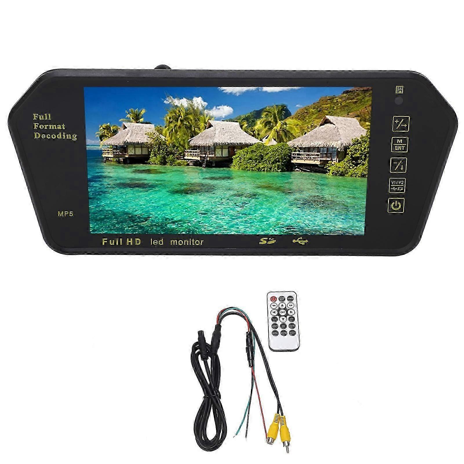 7 Inch Rearview Mirror Display High Resolution Multimedia Dash Cam Rear Mirror Backup Camera with Remote Control Without Camera