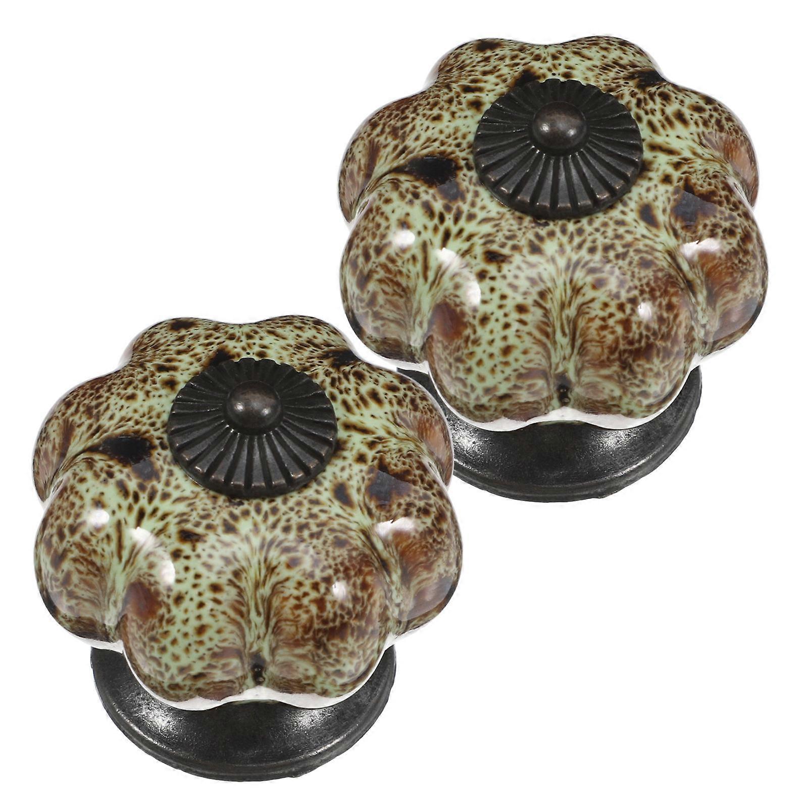 Retro Ceramic Cabinet Knobs Vintage Pull Handles for Kitchen Wardrobe Drawer Leopard Design Easy Install Door Pulls