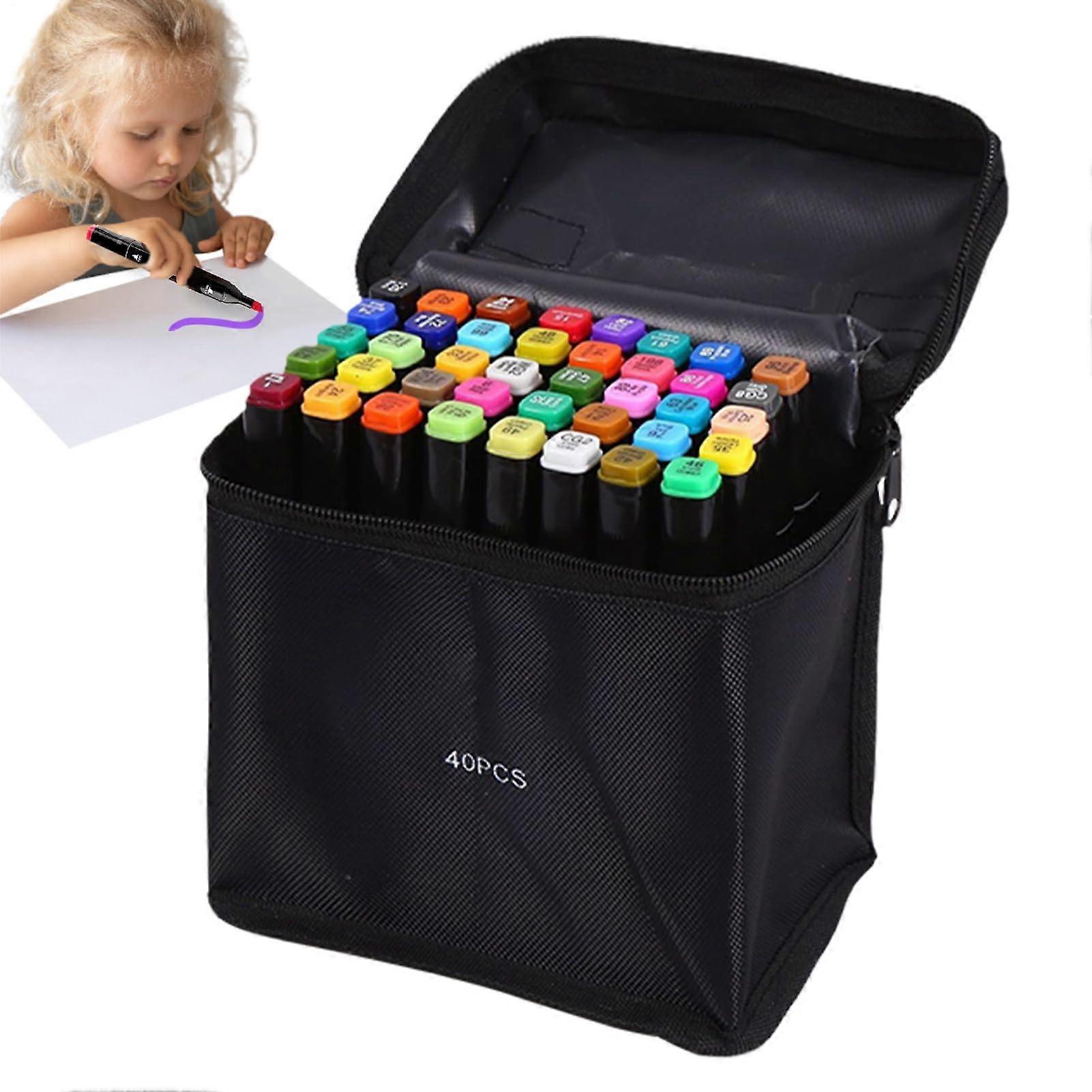 Double-Sided Markers, 40 Colored Art Pens for Artists - Quick-Drying Dual Tip for Scrapbooking, Journaling, School, and Home Use