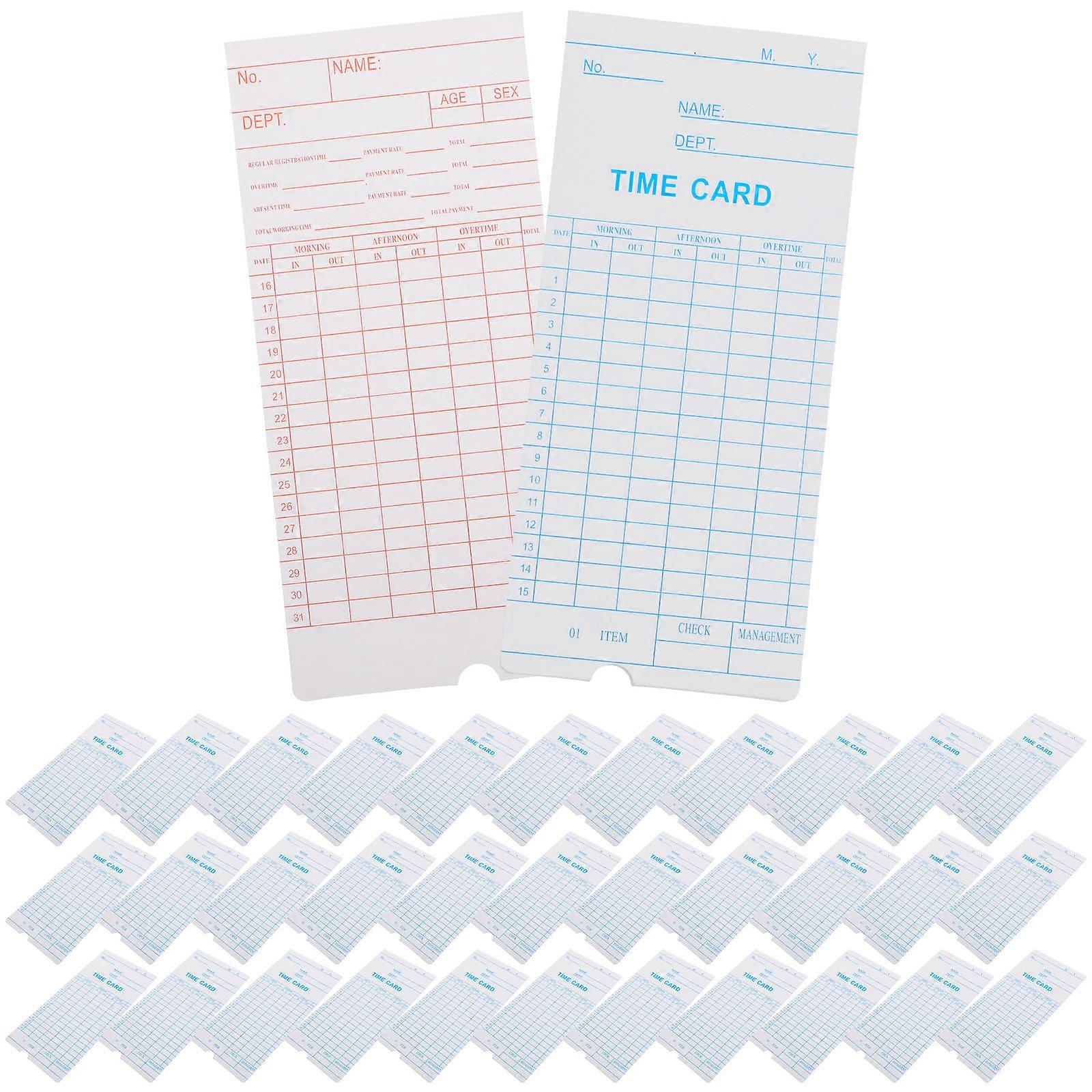 Cards Daily Attendance Office Use Time Clock Card Assorted Color 18.2X8.3X0.1CM 100Pcs