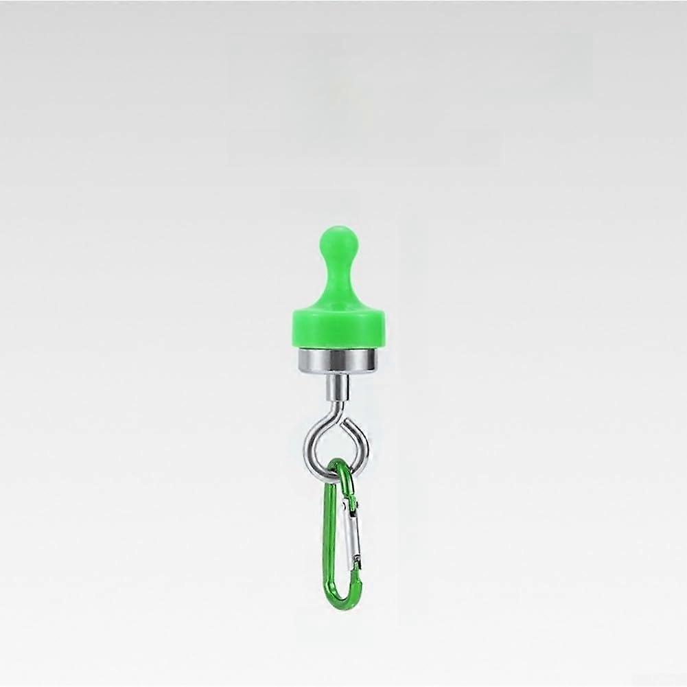 Robust magnetic hooks for camping accessories, 12 kg load capacity, with rubber coating and Dring (large, green) Large Green