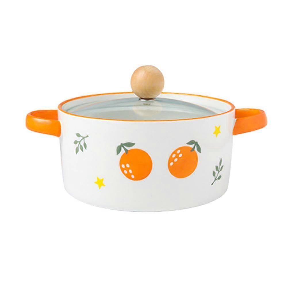 Ceramic Lasagna Dish with Double Handle and Lid, Orange