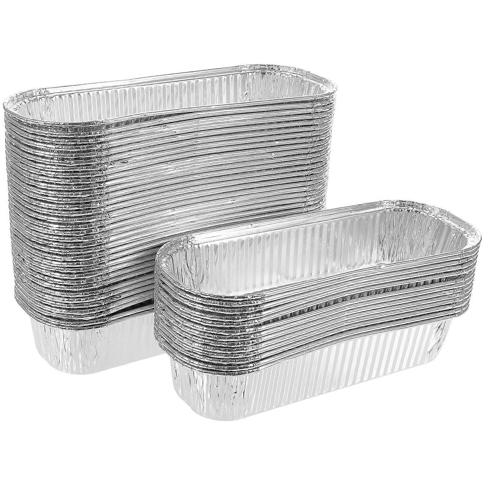 Aluminum Foil Container Tin Foil Tray Rectangular Microwave Safe Tableware 16.50X6.00X3.00CM 50Pack