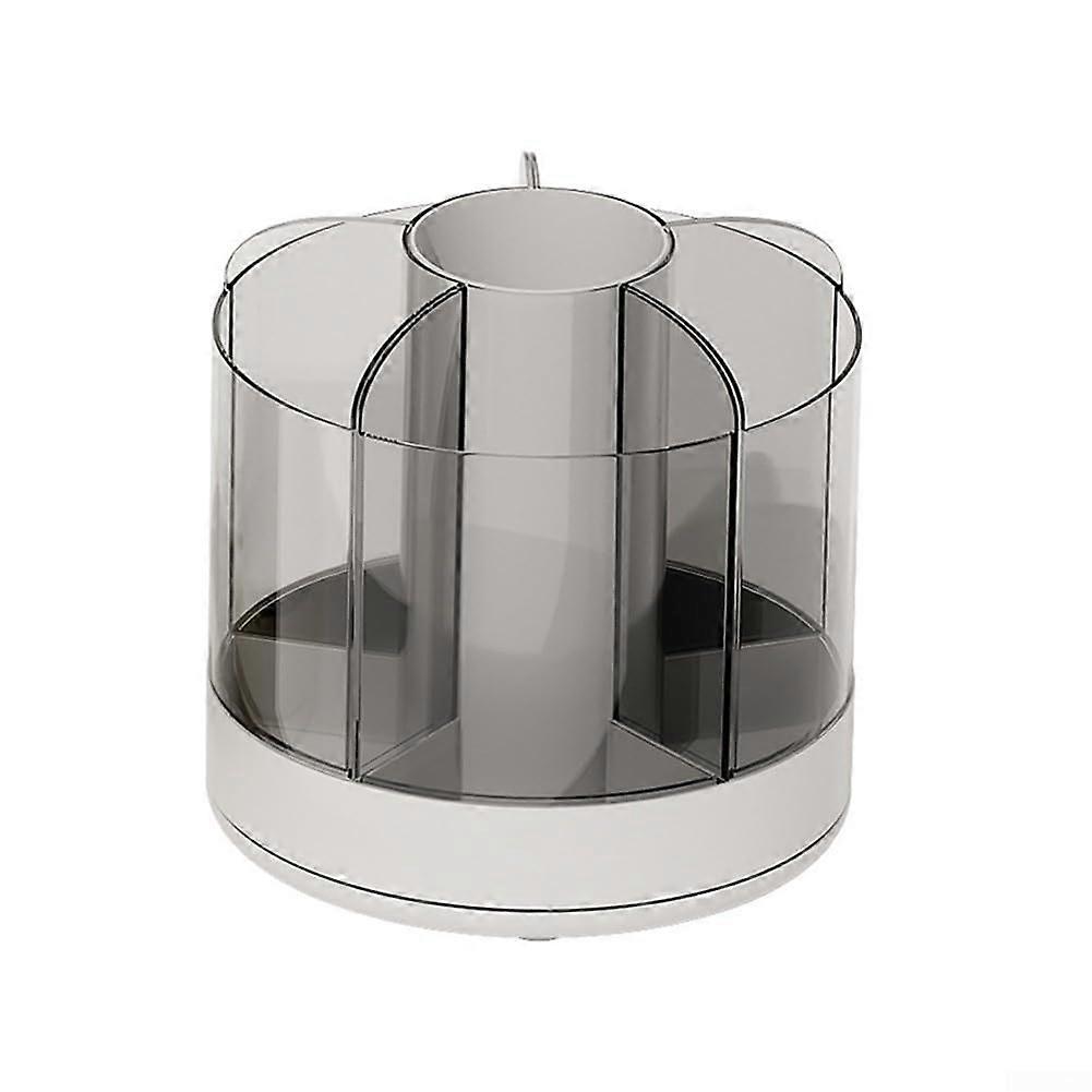 Desk Organizer with Rotating Design for Office Supplies and Makeup Brushes, White Color, Compact Size, Durable Material
