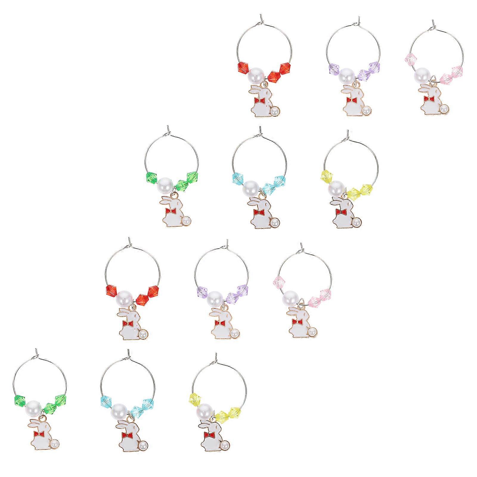 Adorable Rabbit Wine Charms Drink Markers for Party Use Assorted Color Alloy Material