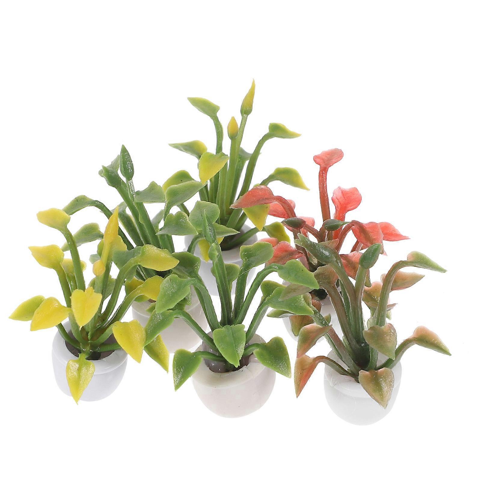 6pcs Mini Potted Plants – Tiny Greenery Decoration for Miniature Houses, Dollhouses, and Year Round Landscape Displays