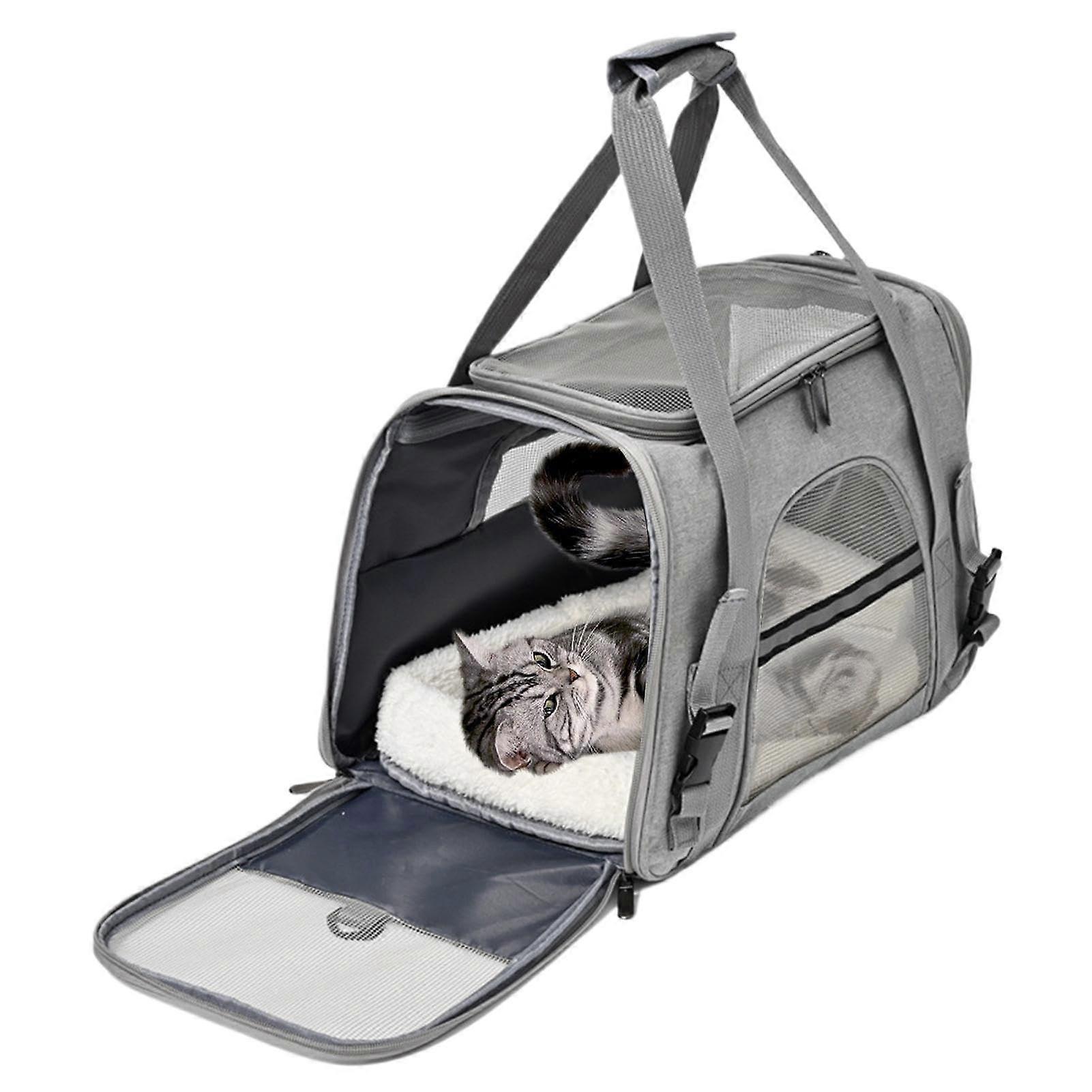 Pet Carrier Lightweight, Durable, Airline Approved Gray L 43 x W 25 x H 6 cm