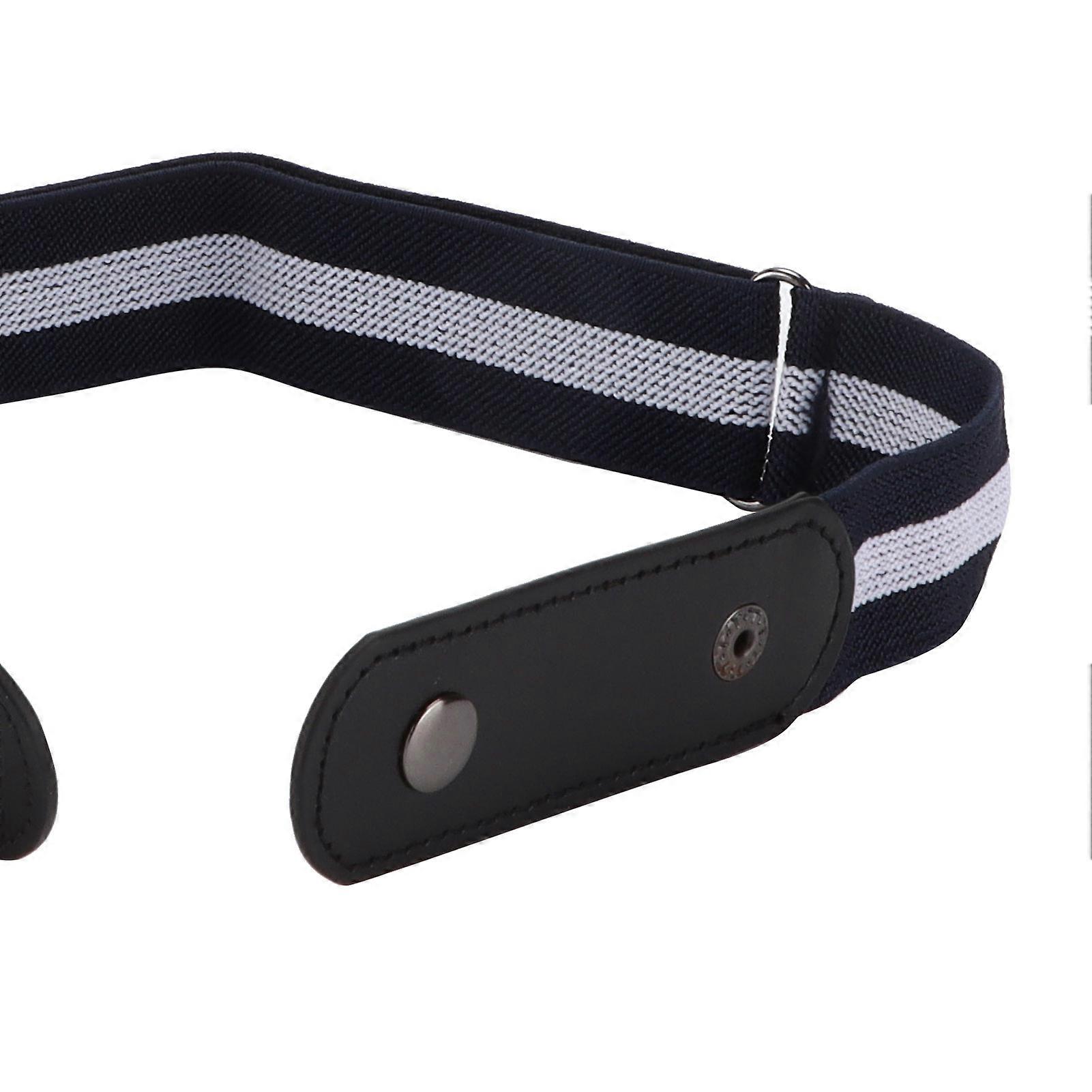 5Pcs Buckle Free Belt PunchFree No Bulge No Hassle Webbing Belt for Pants Accessories(Blue and White Stripe )